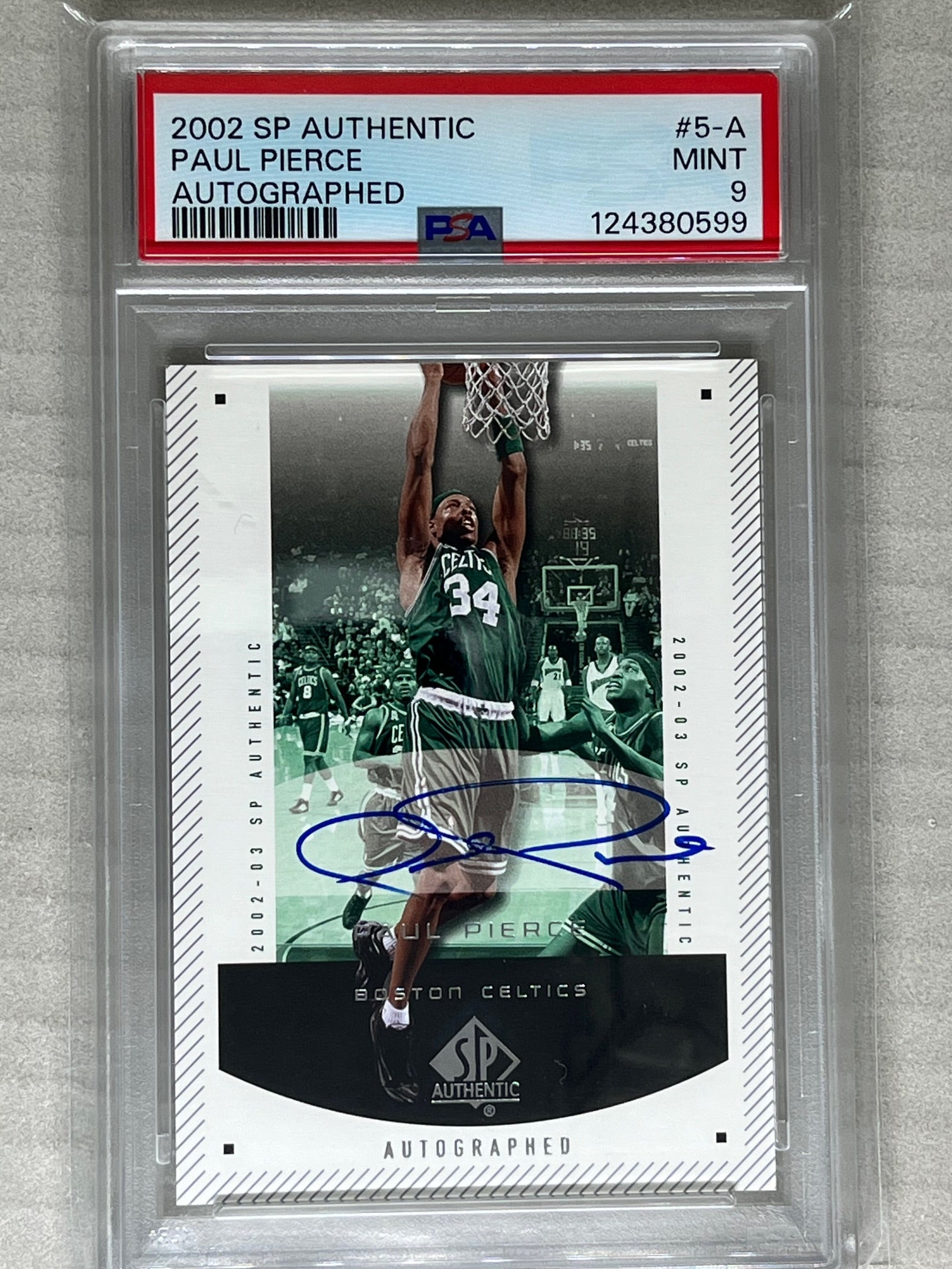 2002 SP Authentic Paul Pierce Autographed #5-A PSA 9