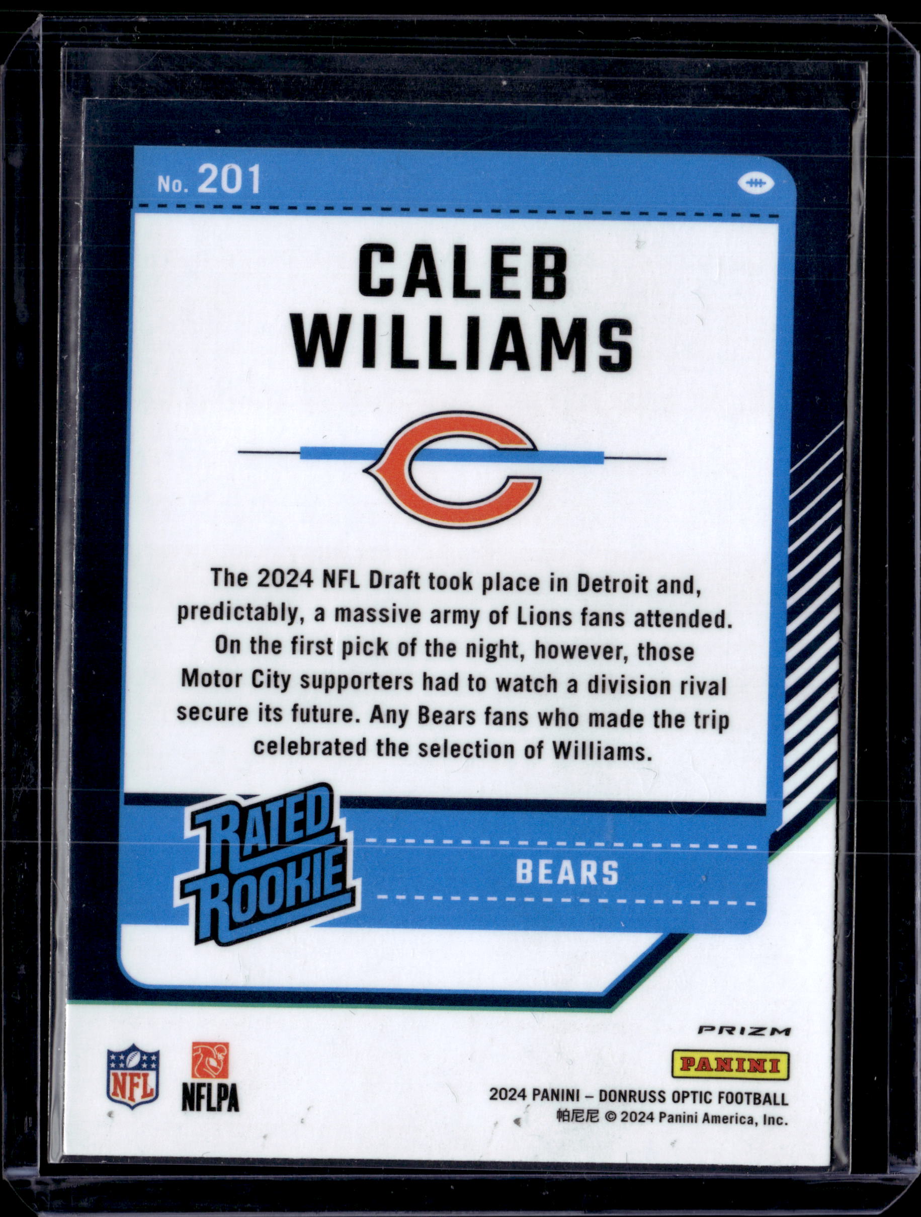 2024 Panini Donruss Optic Caleb Williams Rocket Prizm