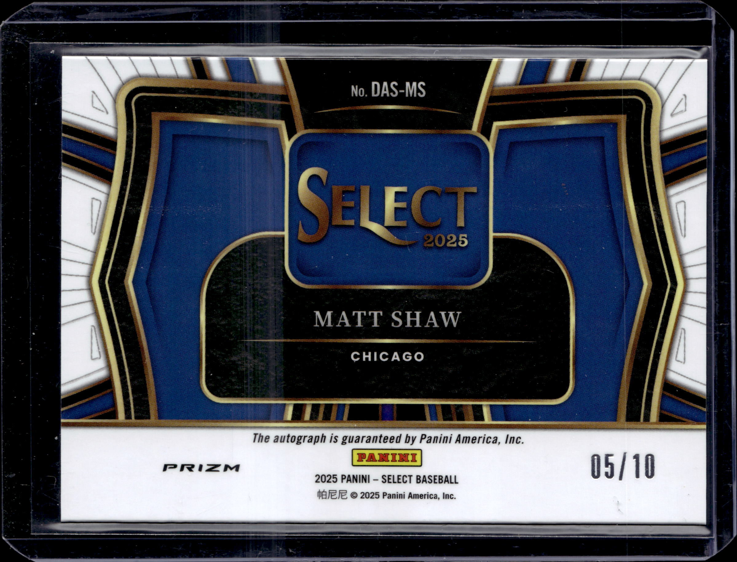 2025 Panini Select Gold Auto Rookie /10 Matt Shaw RC