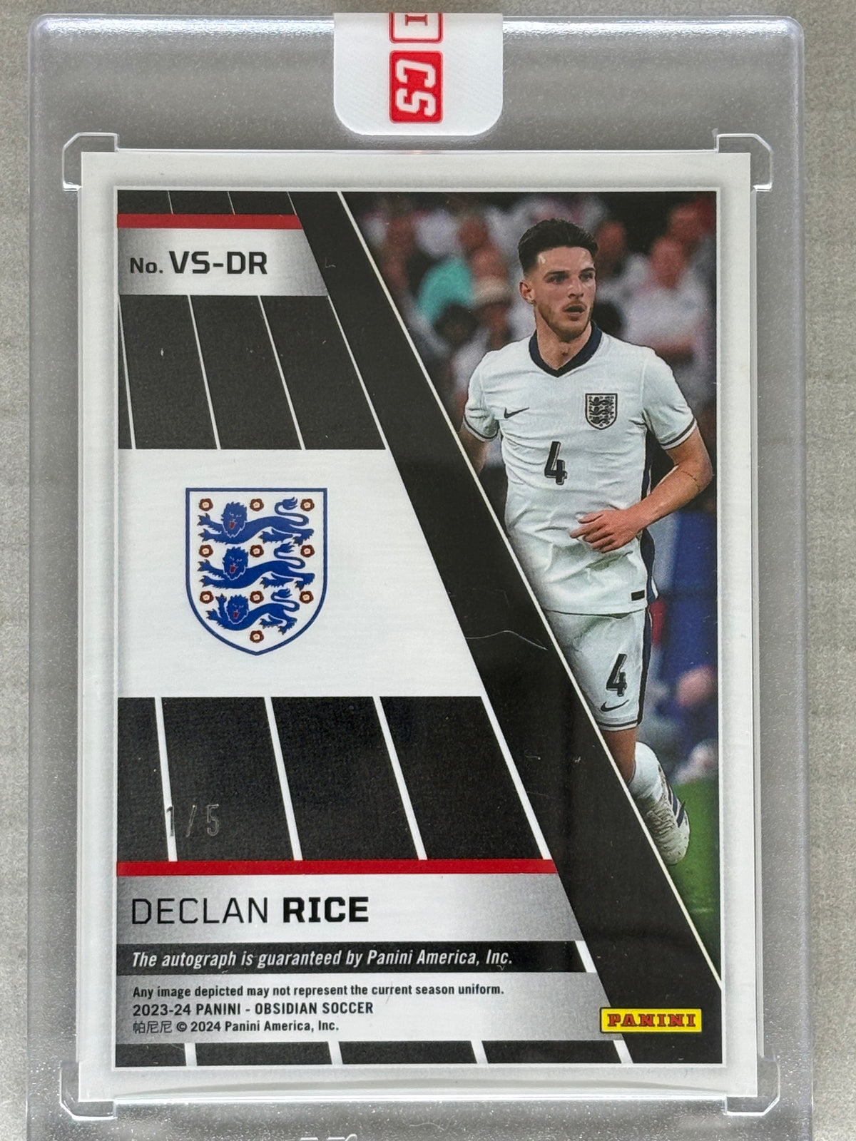 2023-24 Panini Obsidian Soccer /5 Volcanic Auto Declan Rice #VS-DR
