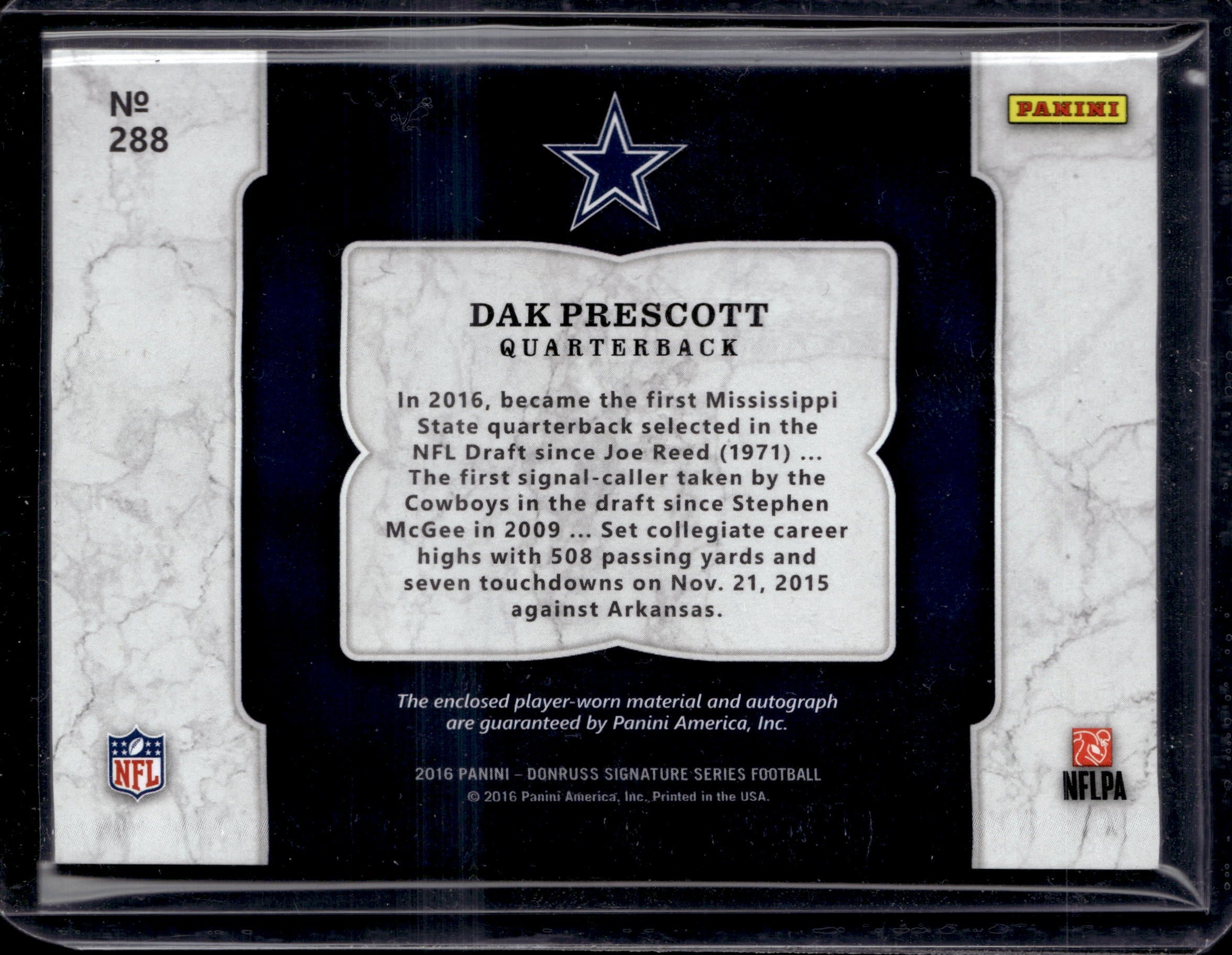 2016 Donruss Signature Series Dak Prescott Patch Auto