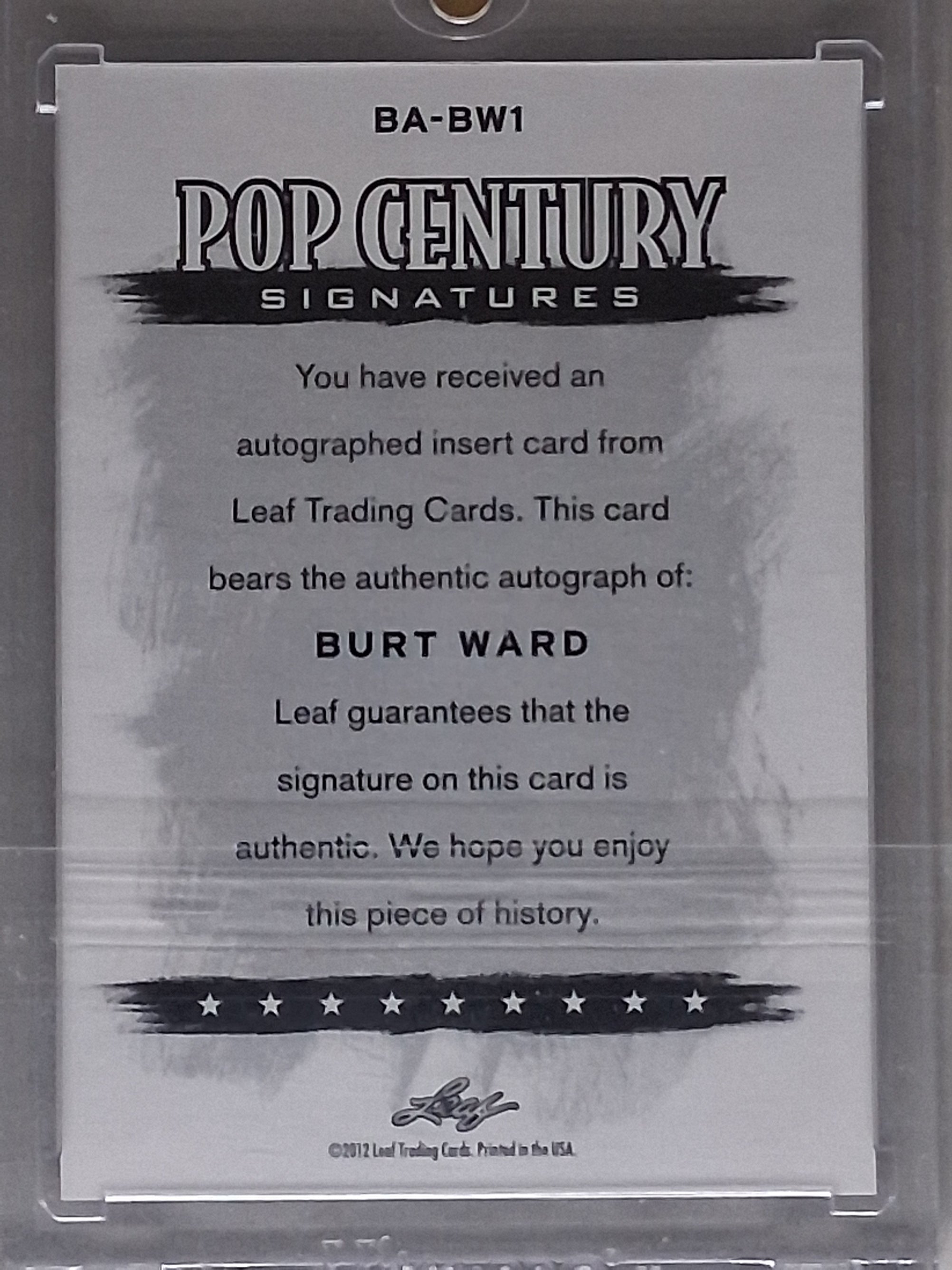 2012 Leaf Pop Century Signatures Burt Ward