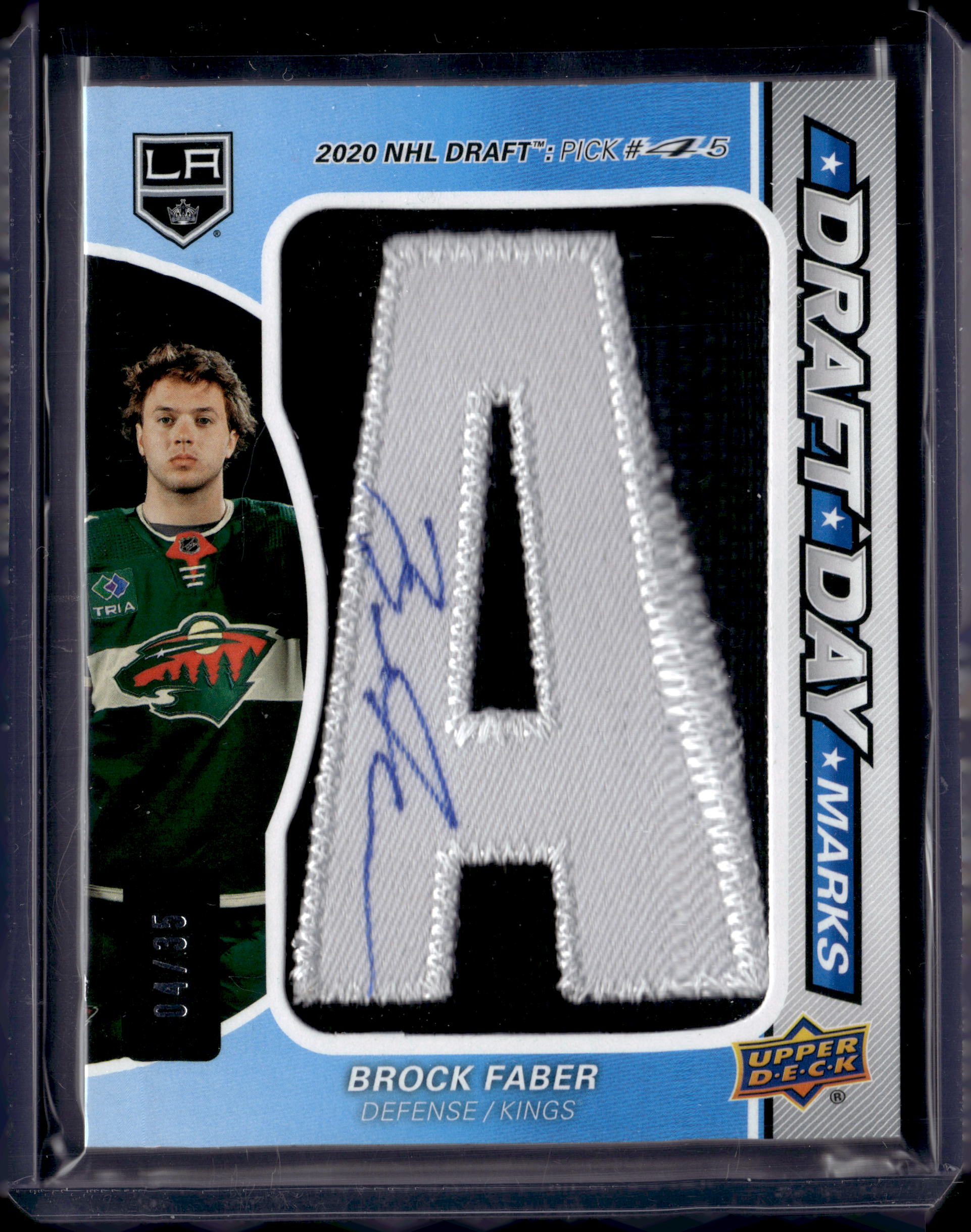 2024-25 UD SP Game Used Draft Day Marks Brock Faber Auto /35