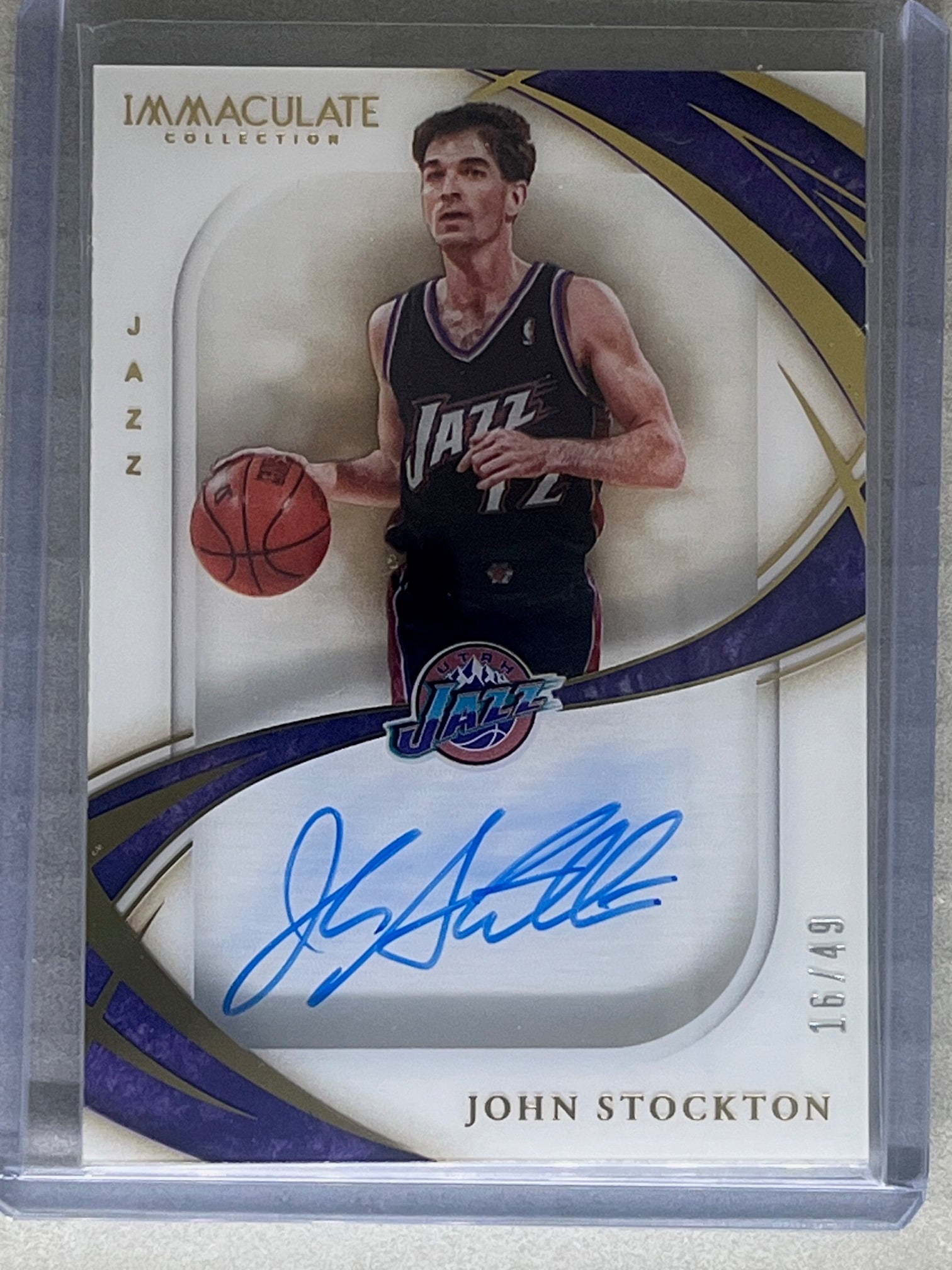 2019-20 Panini Immaculate Collection Shadowbox Signatures John Stockton /49