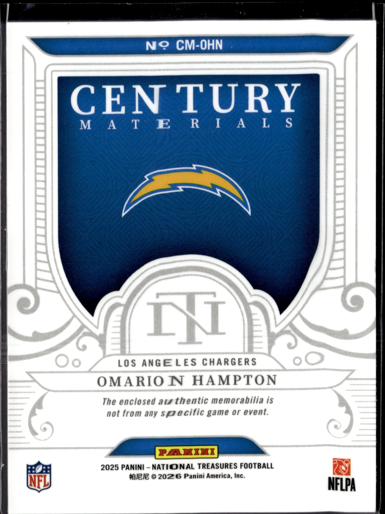 2025 Panini National Treasures Omarion Hampton Century Materials 10/25