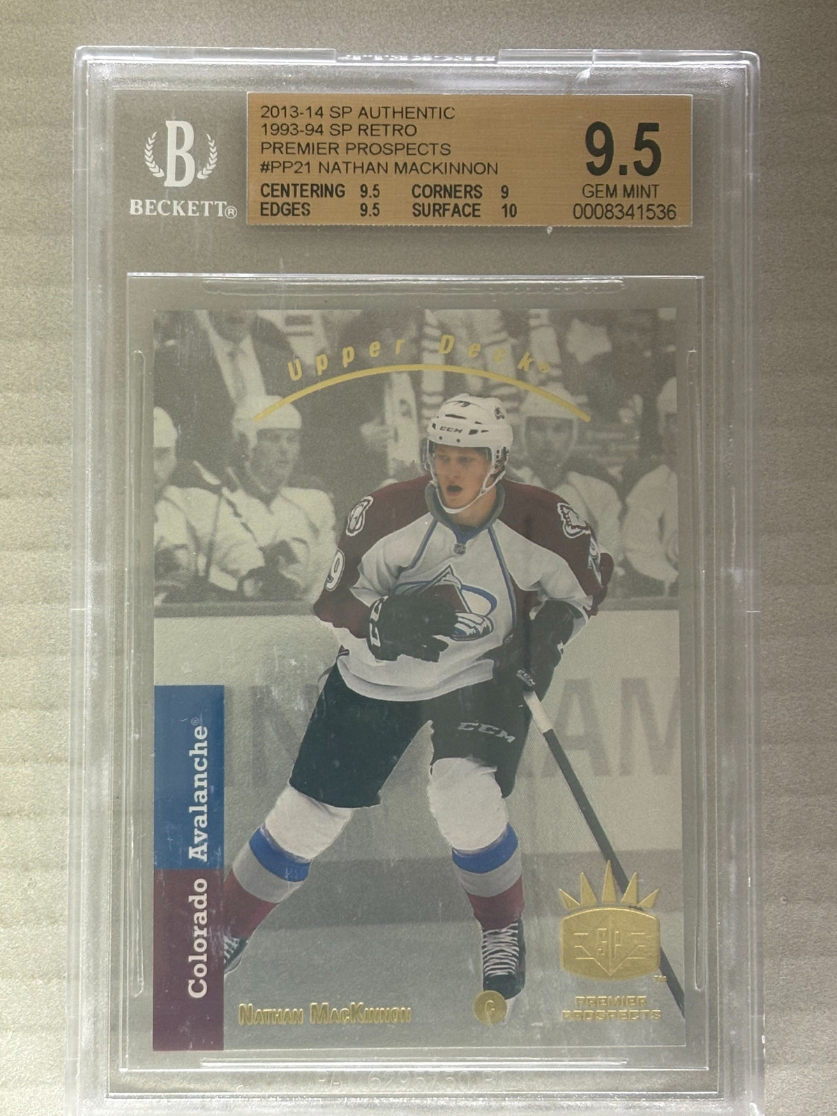 2013-14 SP Authentic Nathan MacKinnon 93-94 Retro Premier Prospects #PP21 BGS 9.5