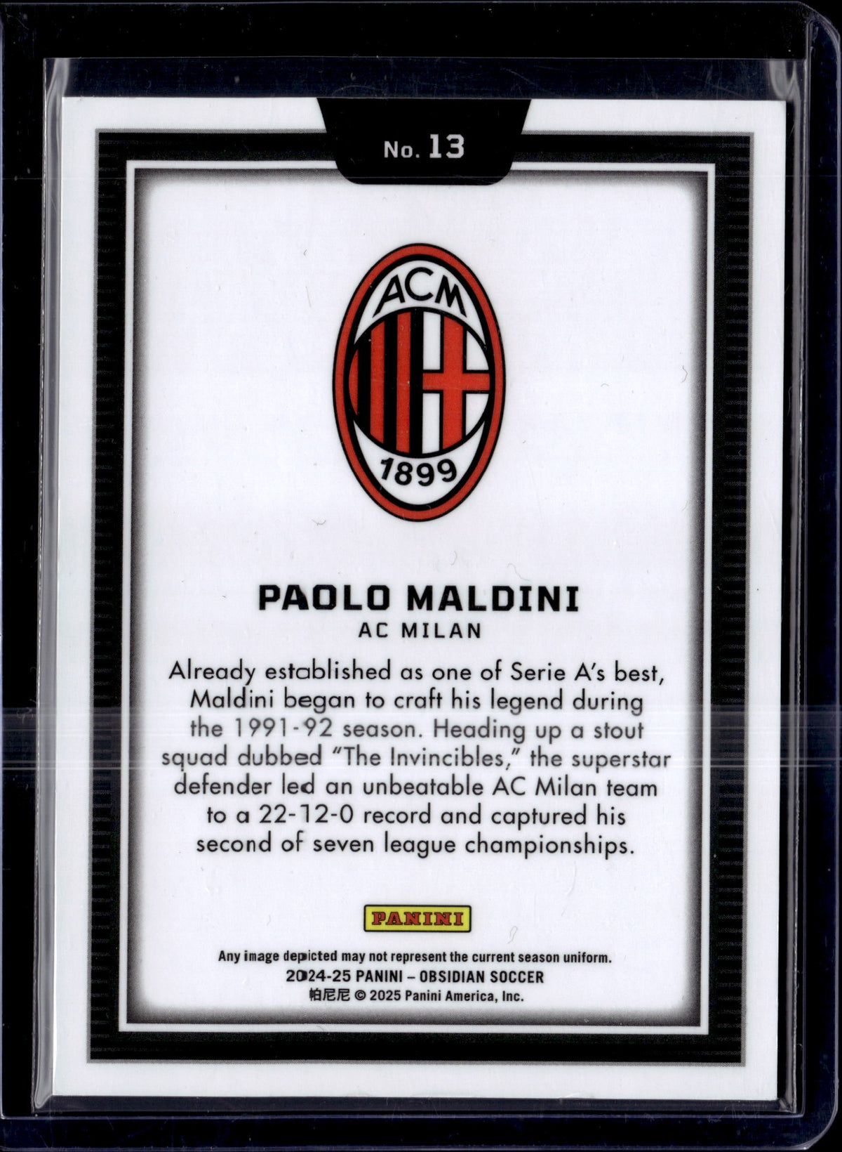 2024-25 Panini Obsidian Soccer Color Blast Paolo Maldini