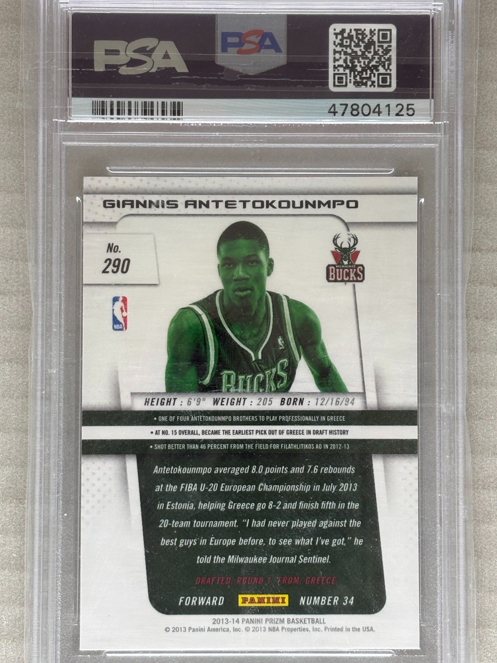 2013 Panini Prizm Giannis Antetokounmpo #290 PSA 9