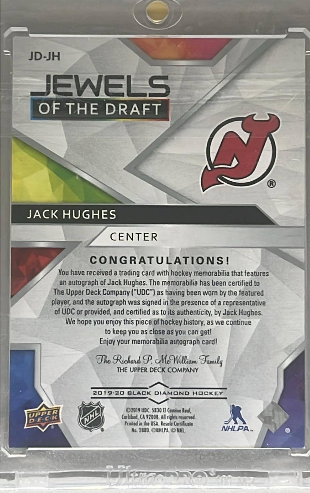 2019-20 Black Diamond Jack Hughes Jewels of the Draft /99