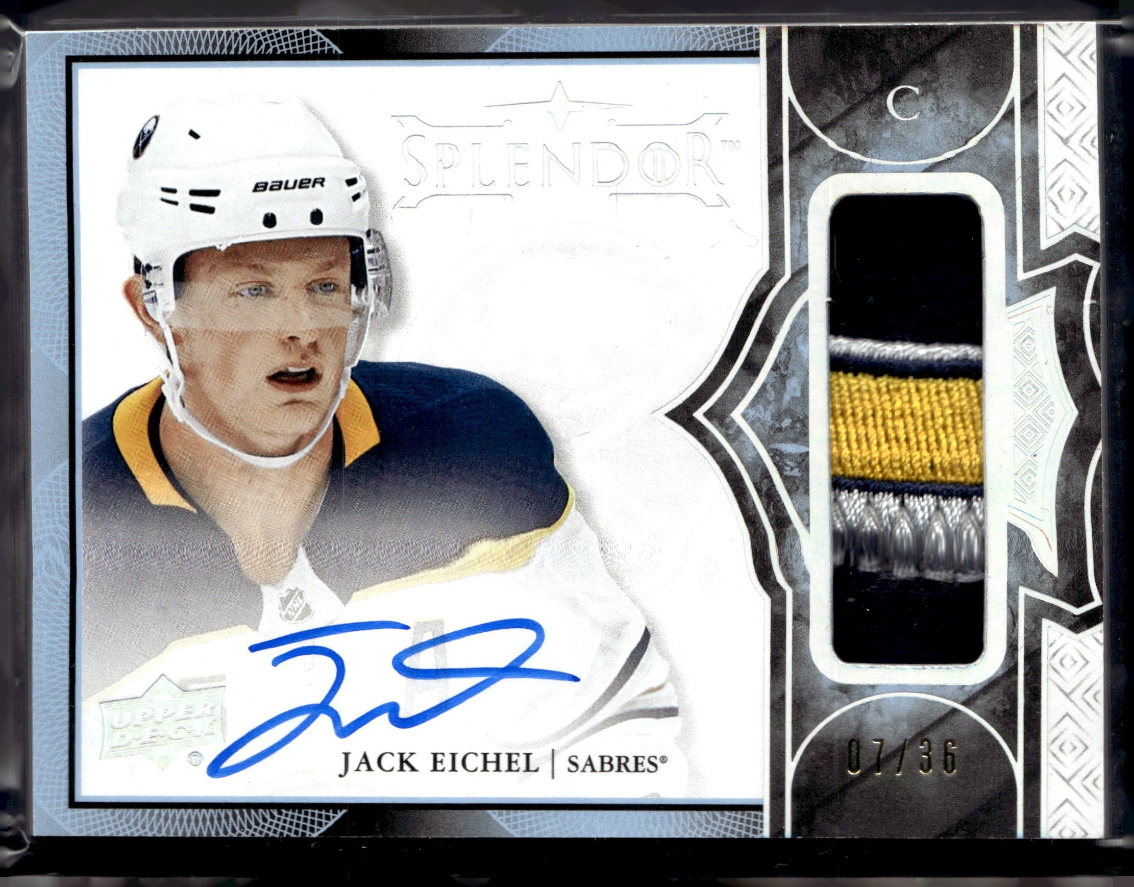 2019-20 Upper Deck The Cup Jack Eichel 17-18 Update Splendor Patch Auto 07/36