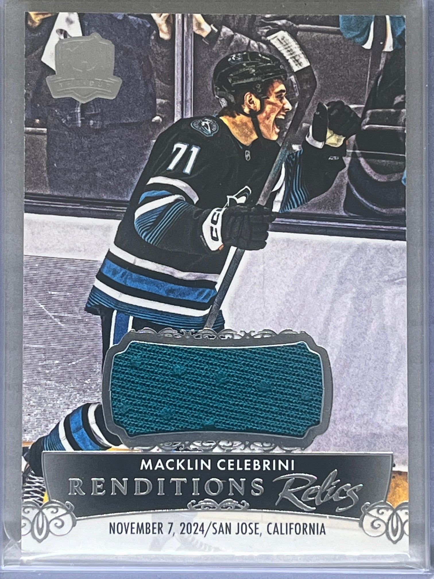 2024-25 Upper Deck The Cup Hockey Macklin Celebrini Renditions Relics Jersey