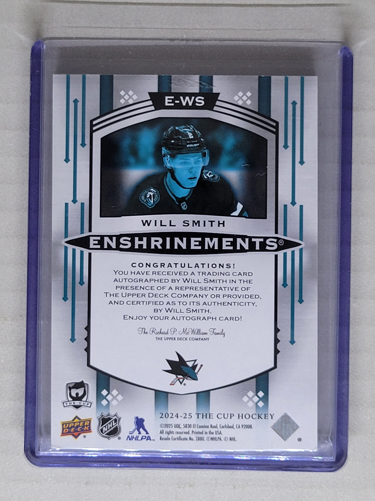 2024-25 The Cup Will Smith Enshrinements Auto /99