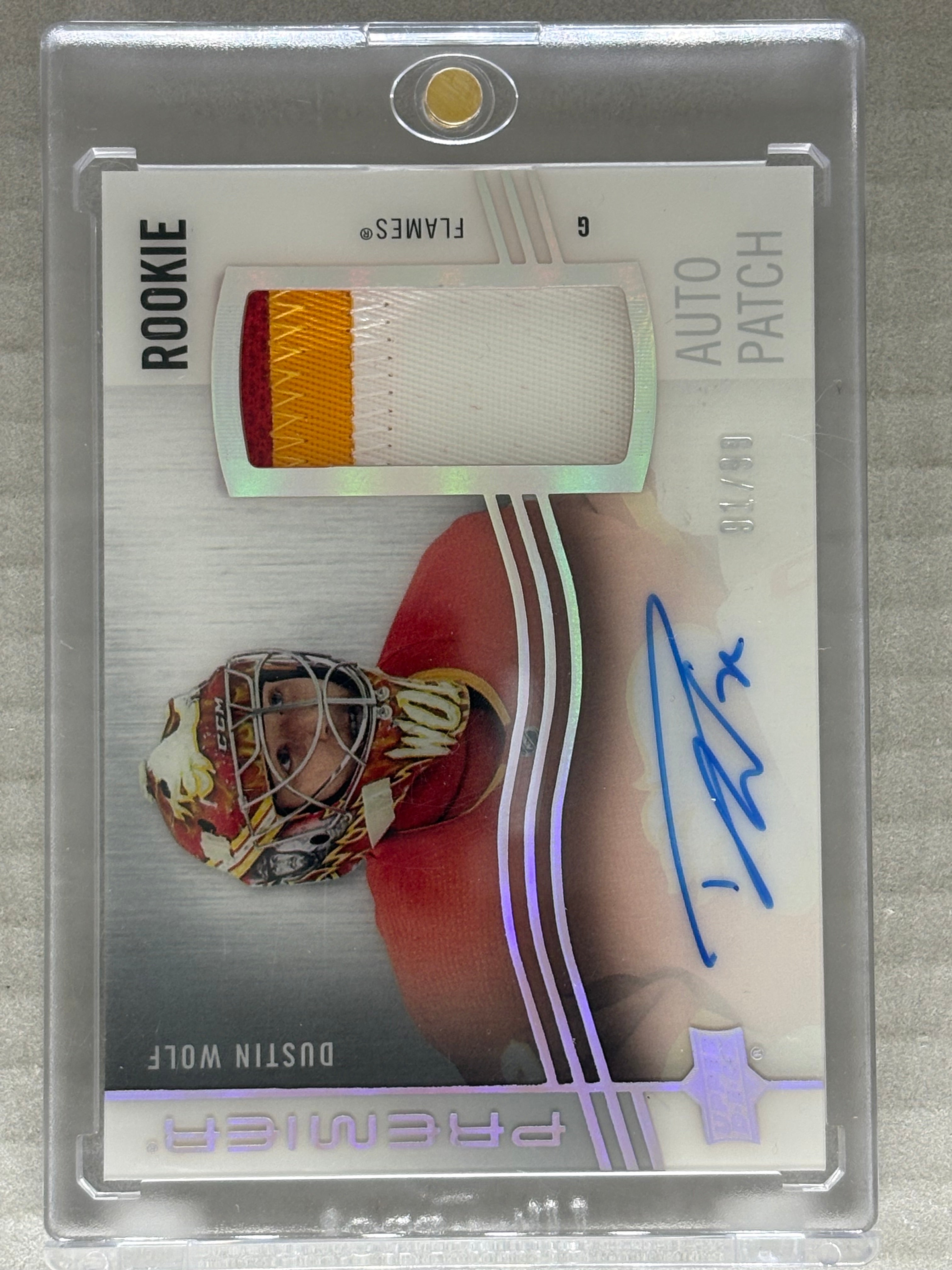 2023-24 Upper Deck Premier Dustin Wolf Auto Patch 91/99