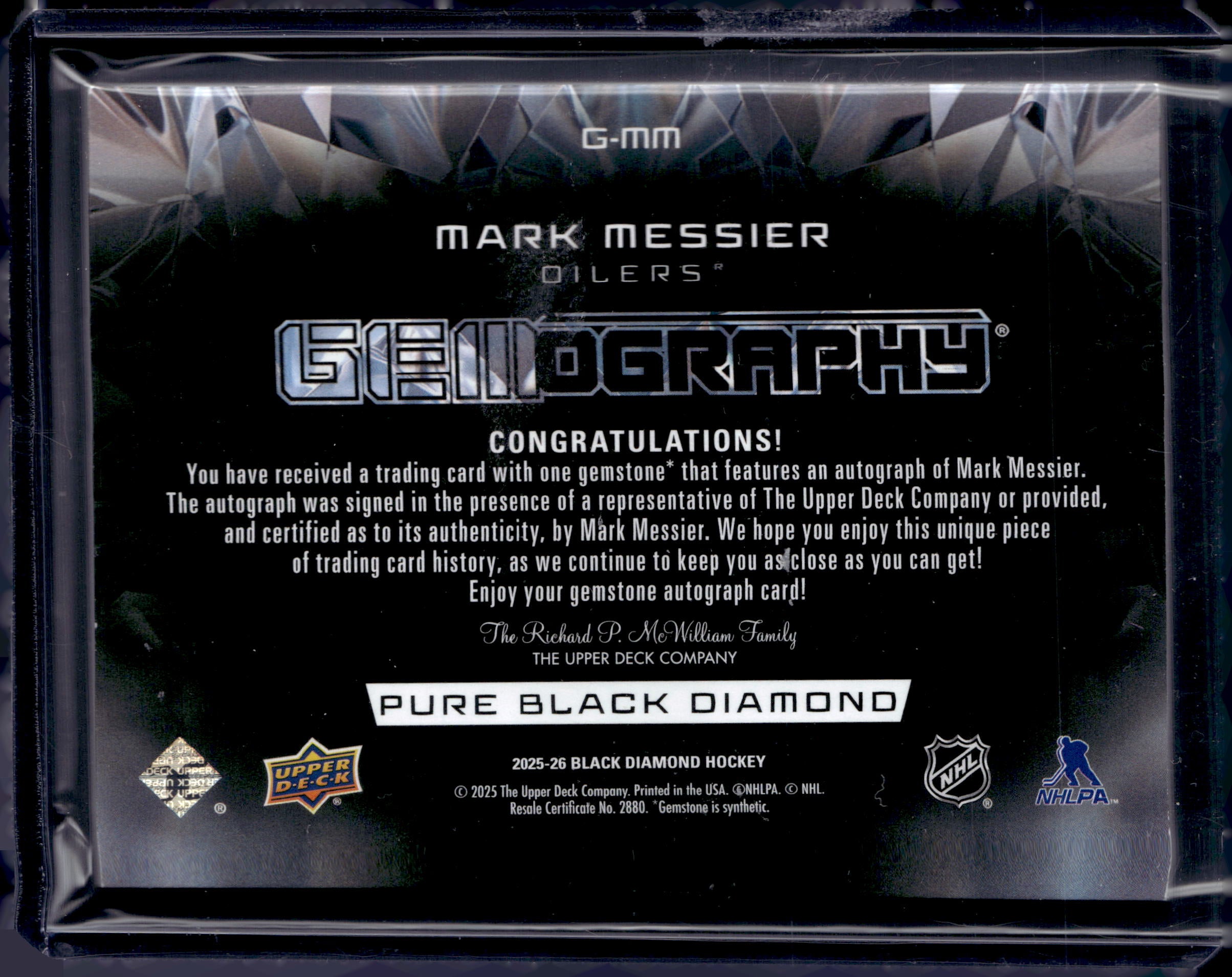 2025-26 Black Diamond Gemography Black 1 of 1 Mark Messier