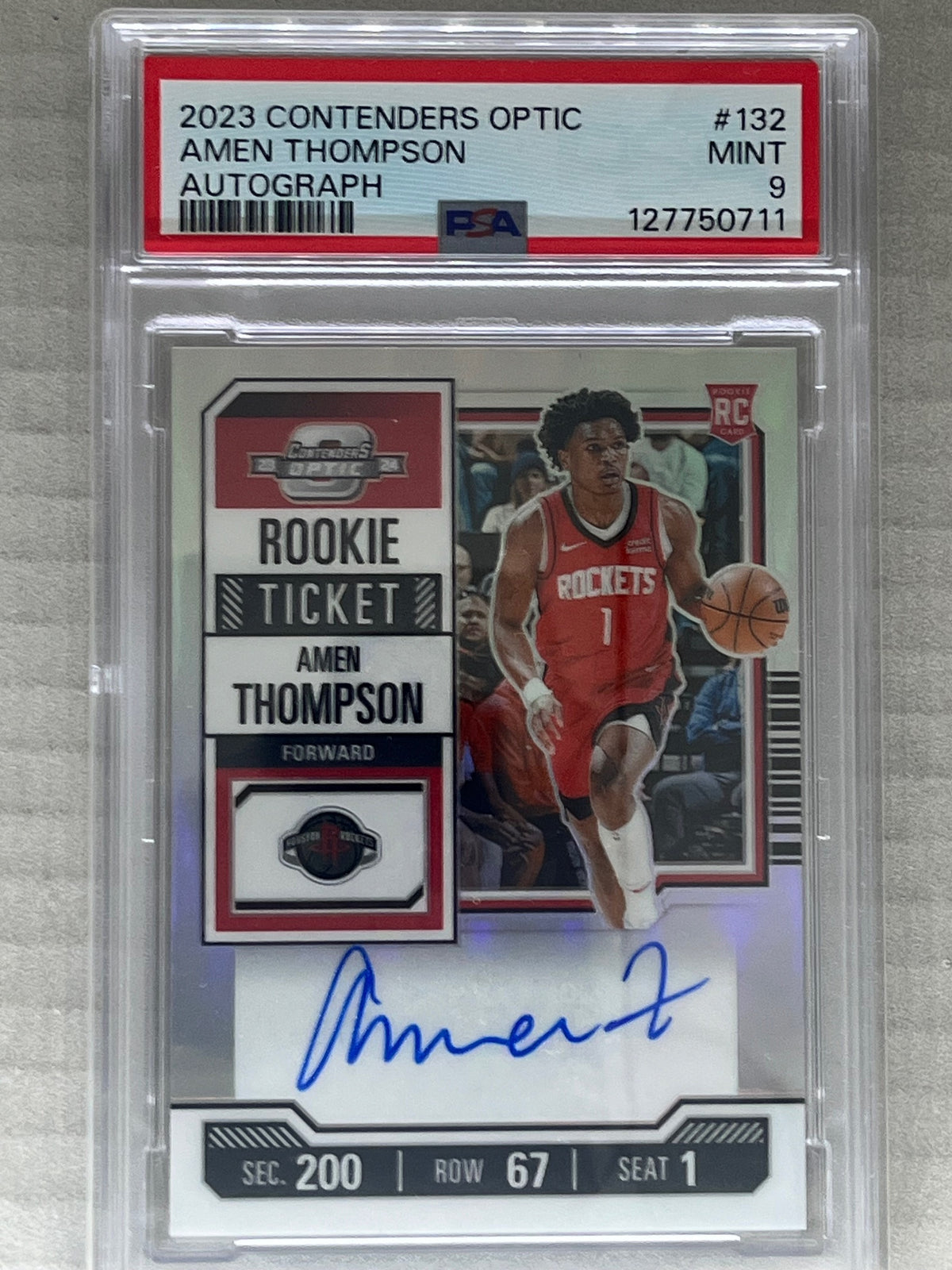 2023-24 Optic contenders Amen Thompson rookie ticket auto psa 9