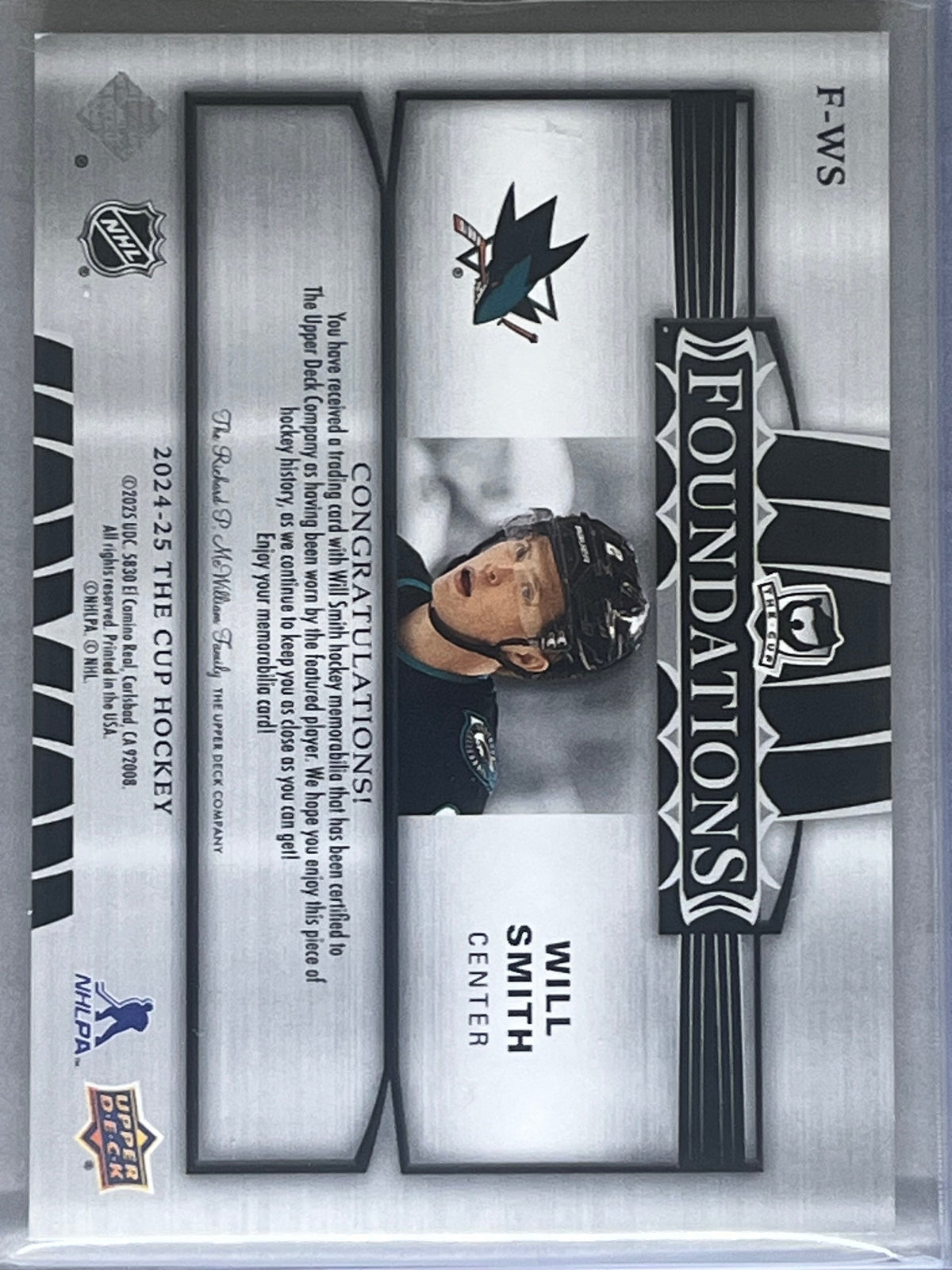2024-25 Upper Deck The Cup Foundations Quad Jersey Will Smith /99