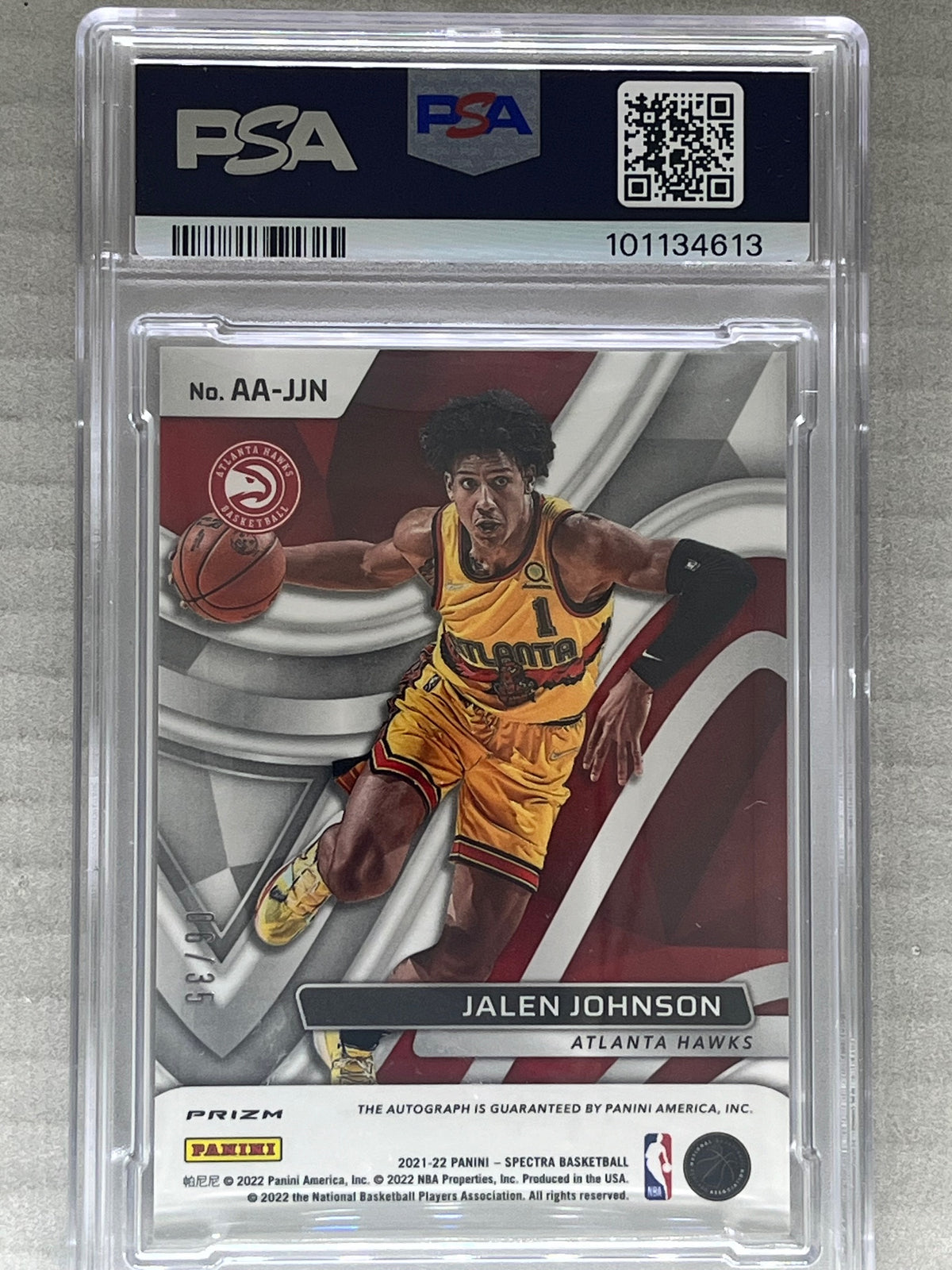 2021-22 Panini Spectra Aspiring Autographs Jalen Johnson Prizm /35 PSA 10