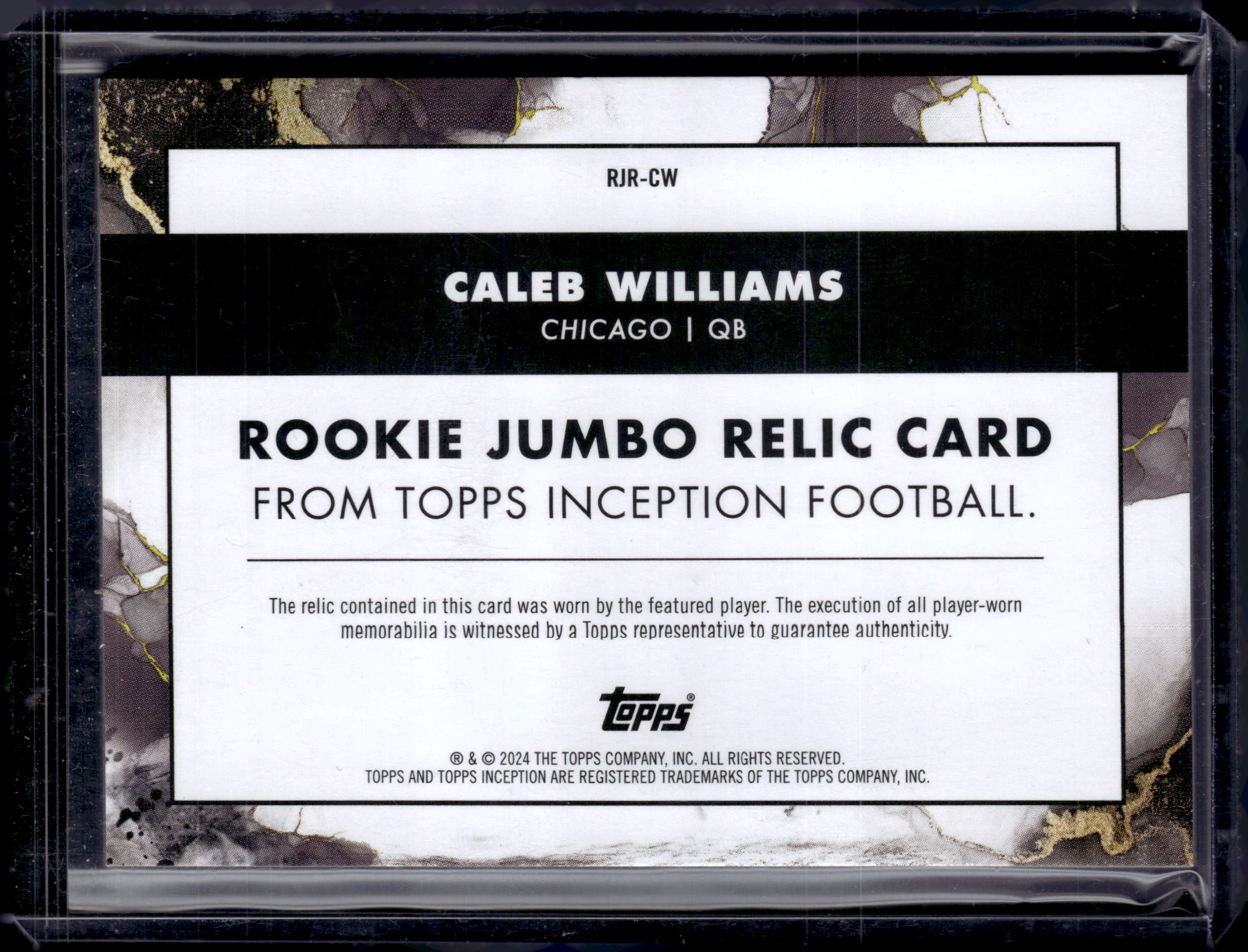 2024 Topps Inception Caleb Williams Jumbo Relic 65/99