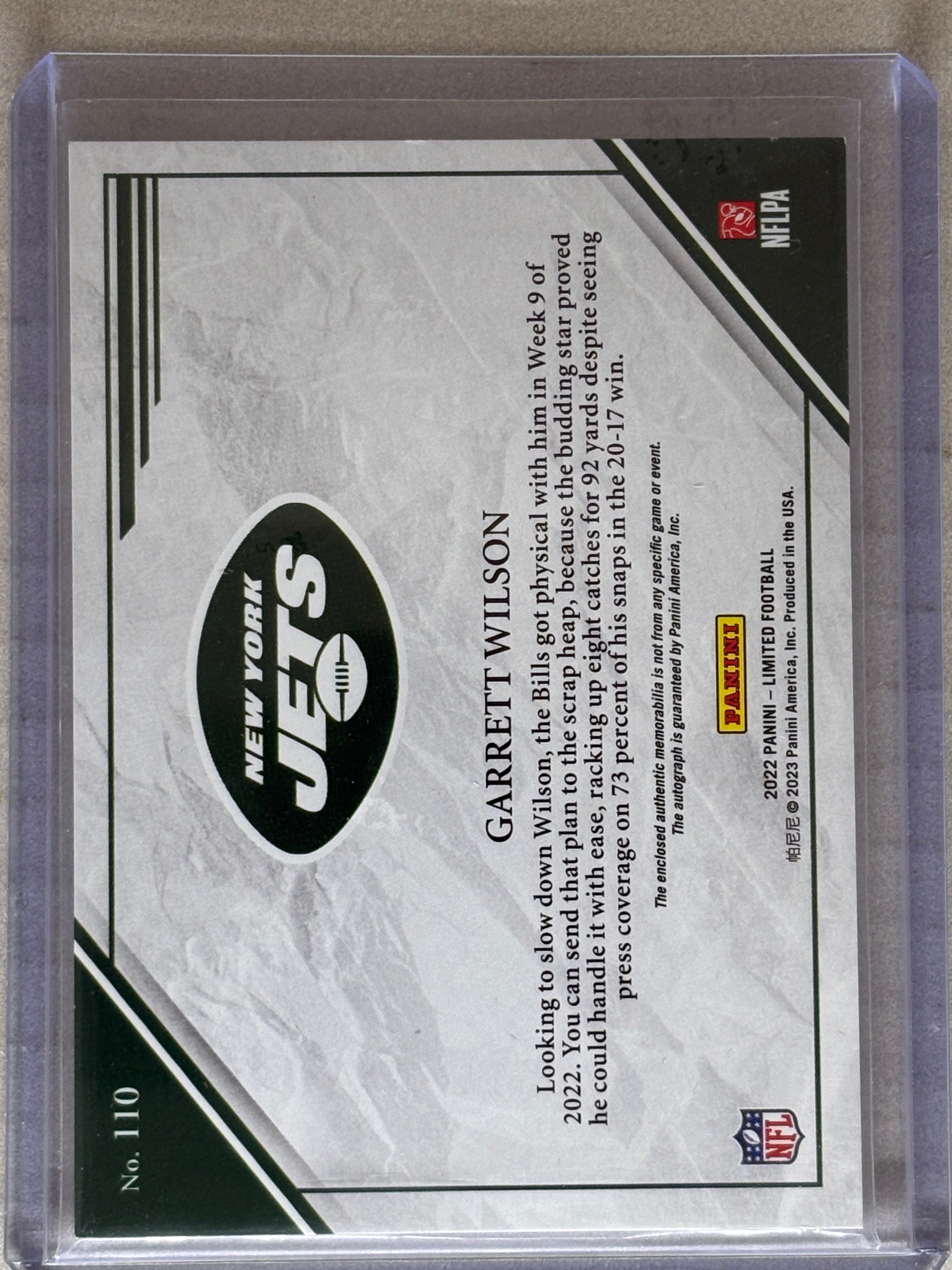 2022 Panini Limited Garrett Wilson Patch Auto 10/25