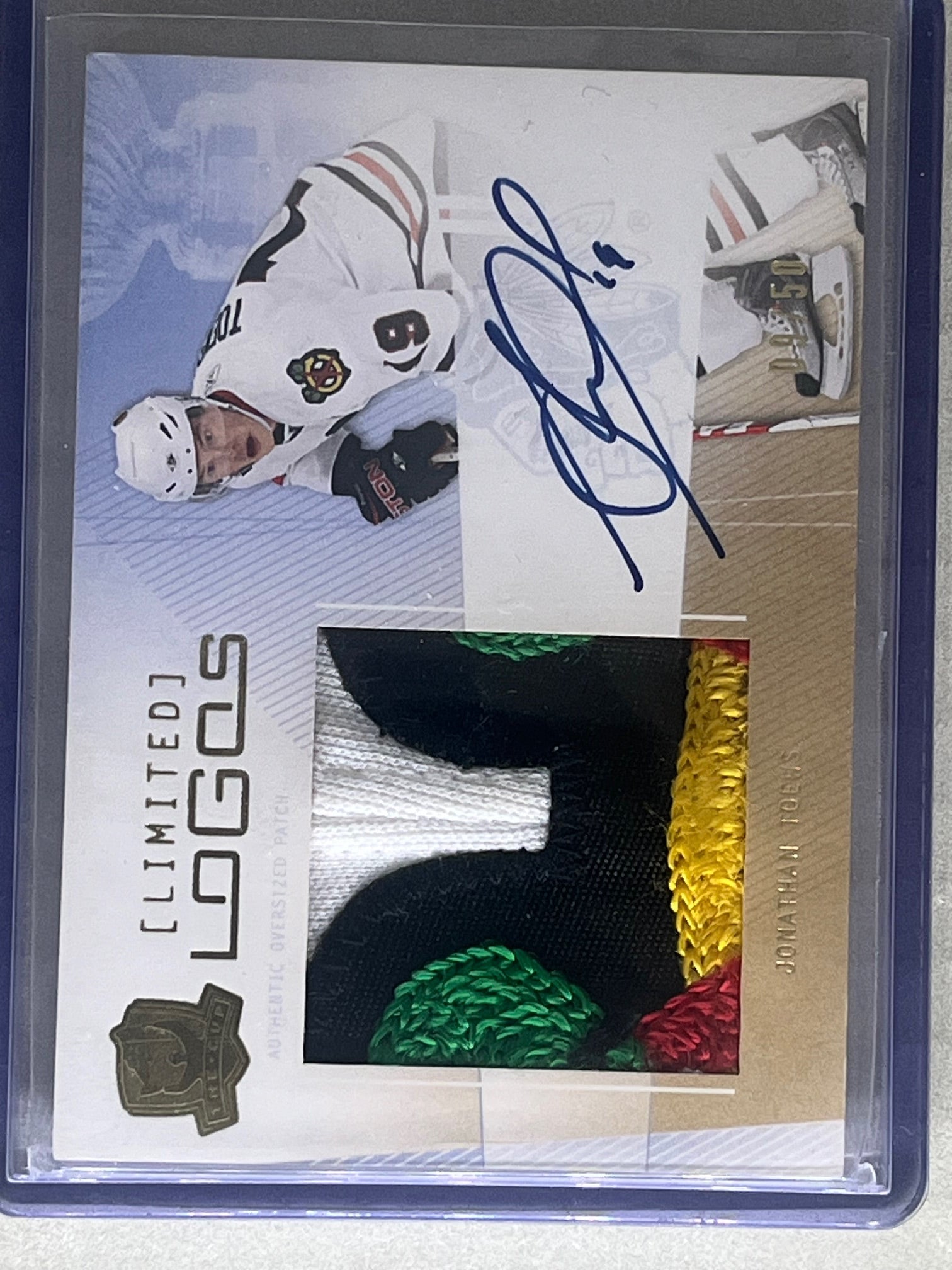 2009-10 Upper Deck The Cup Jonathan Toews Limited Logo Patch Auto /50