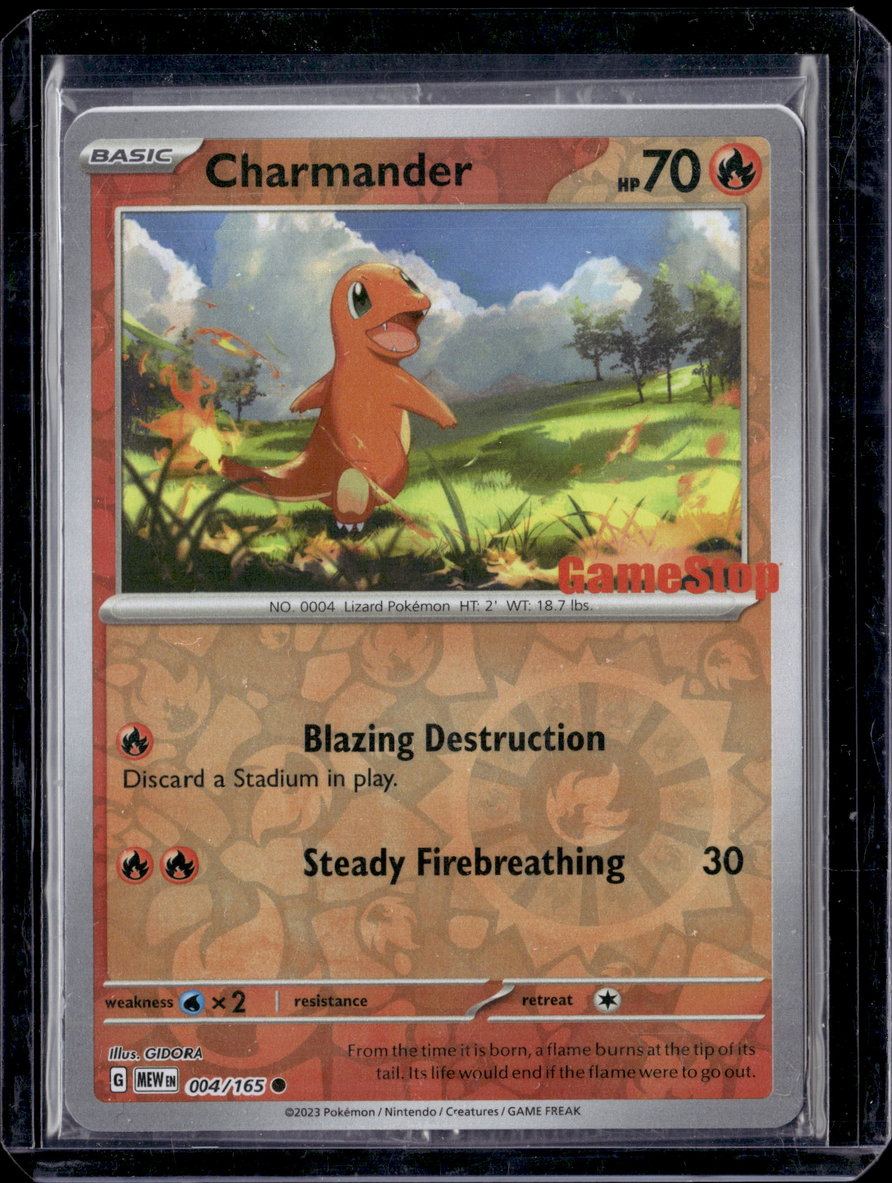 Pokemon Charmander Reverse Holo Card 004/165 GameStop Promo Sealed NM