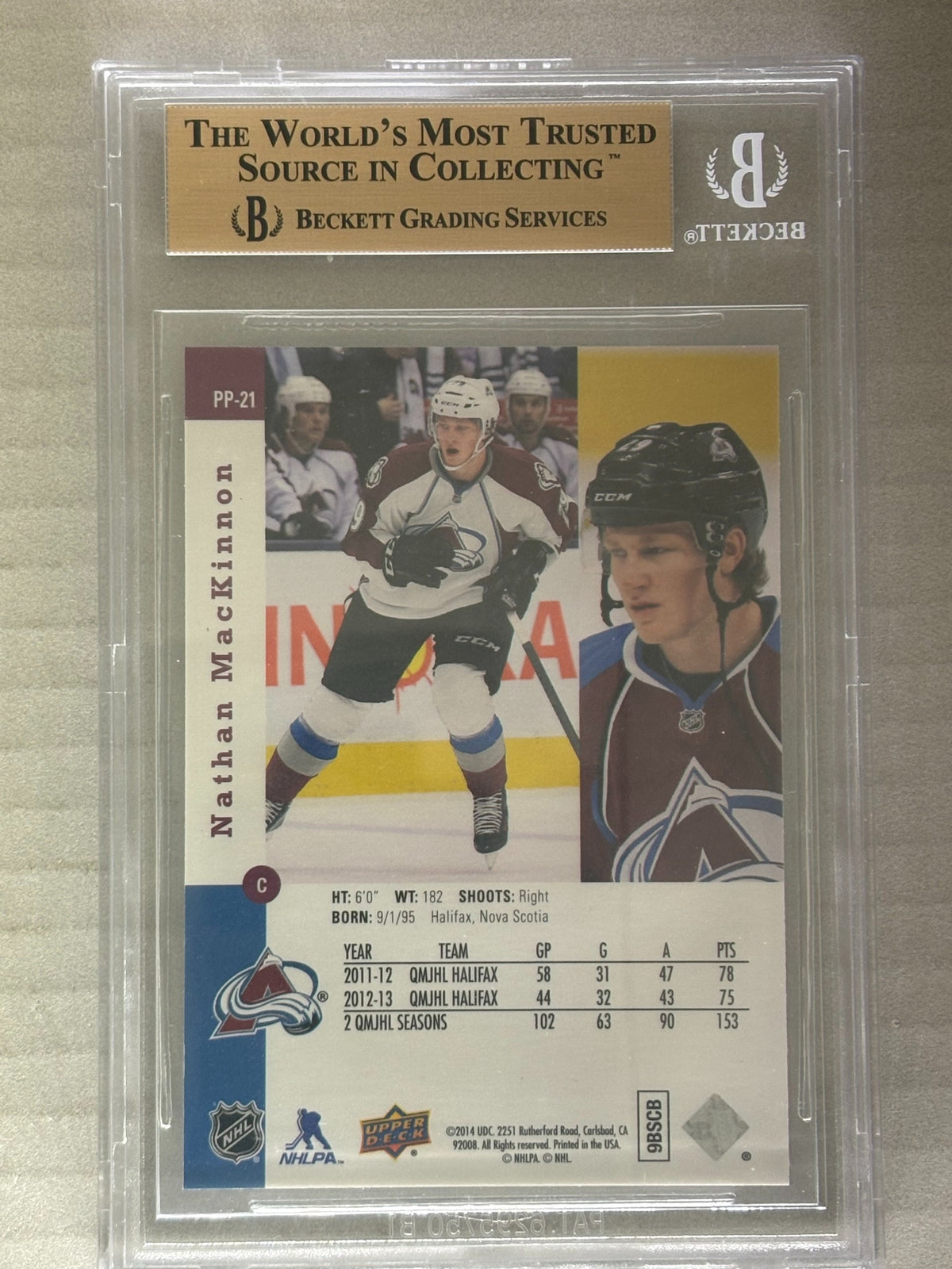 2013-14 SP Authentic Nathan MacKinnon 93-94 Retro Premier Prospects #PP21 BGS 9.5