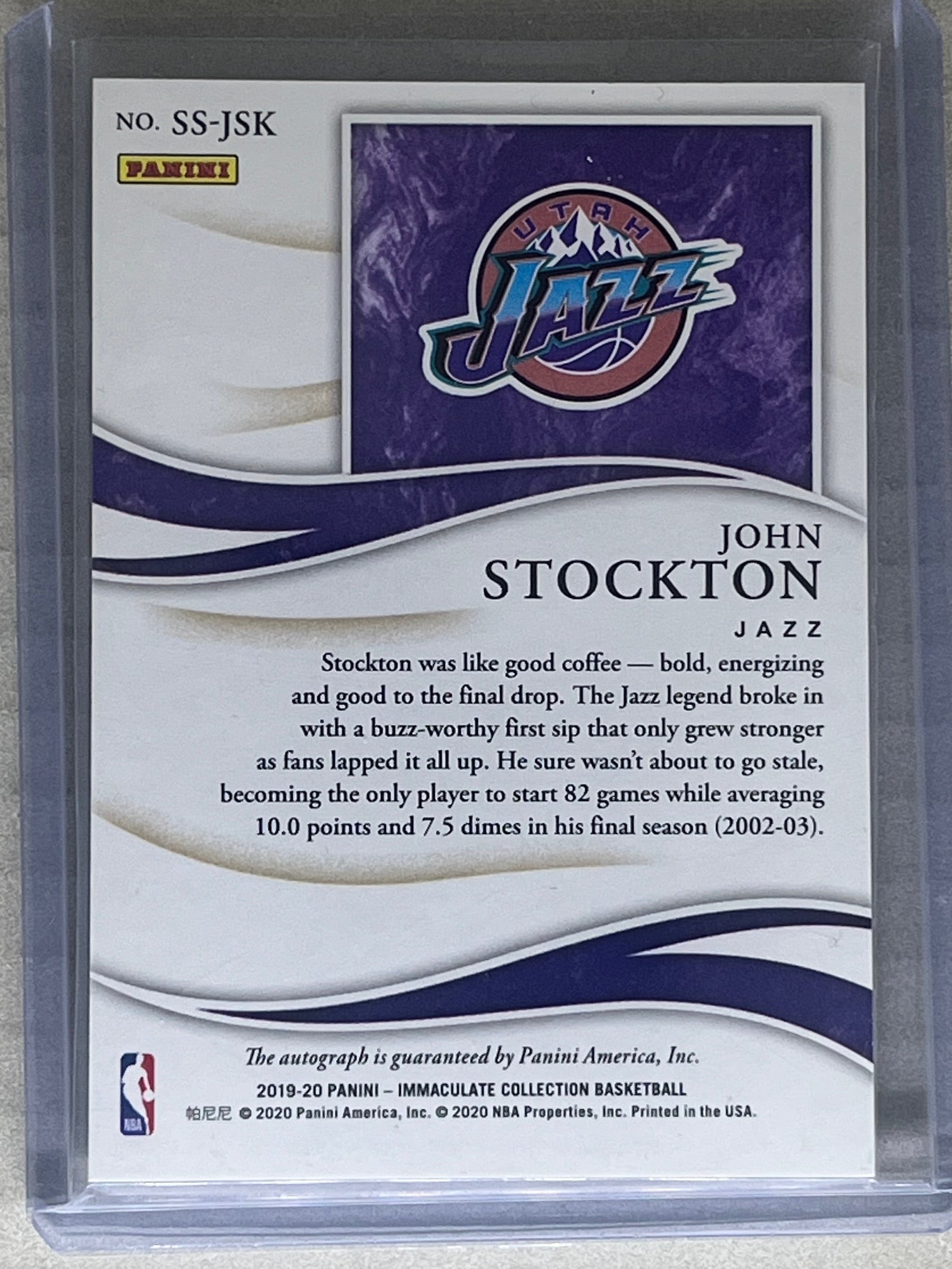 2019-20 Panini Immaculate Collection Shadowbox Signatures John Stockton /49