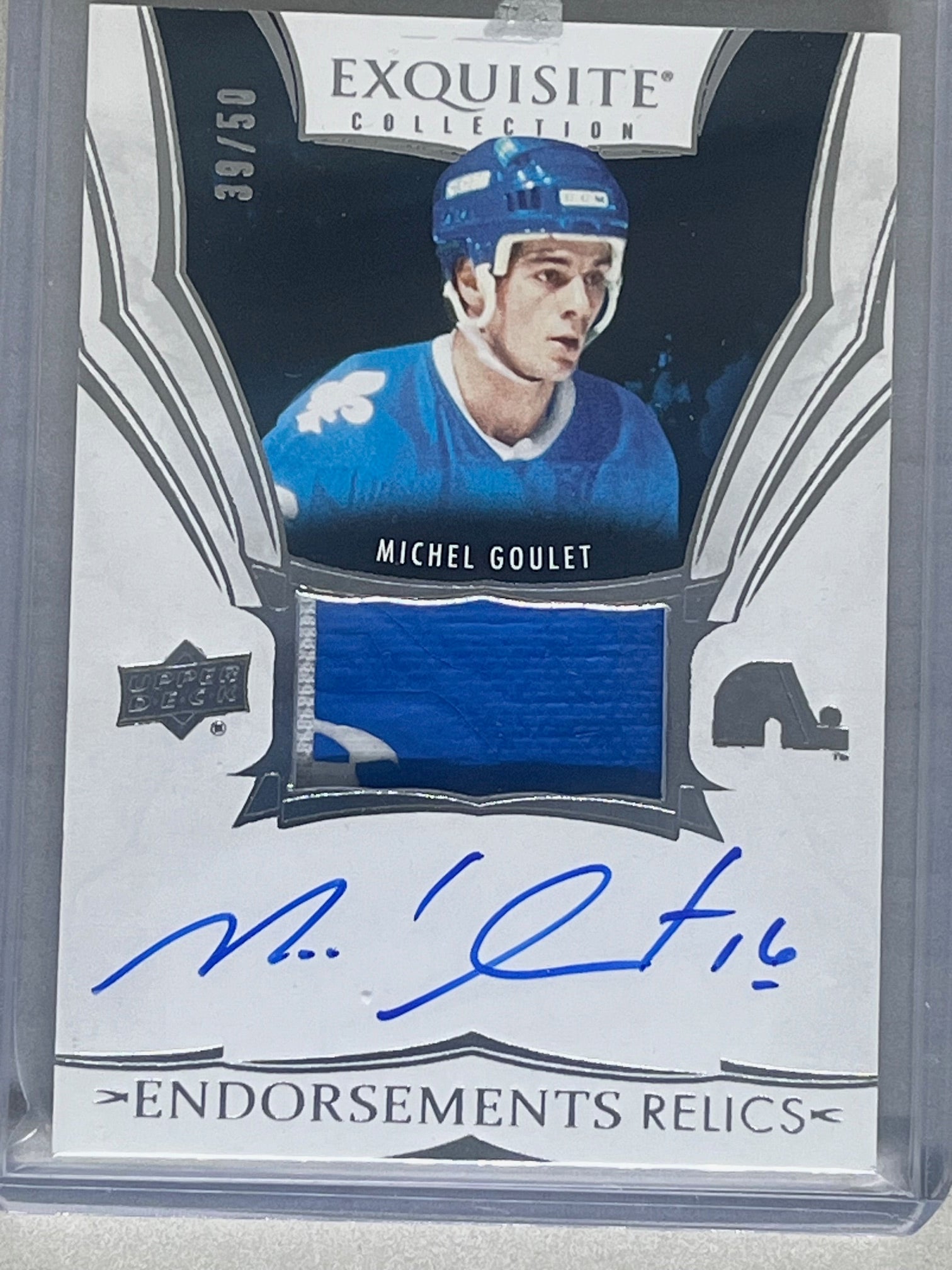 2024-25 UD Exquisite Collection Michel Goulet Endorsements Patch Auto #/50