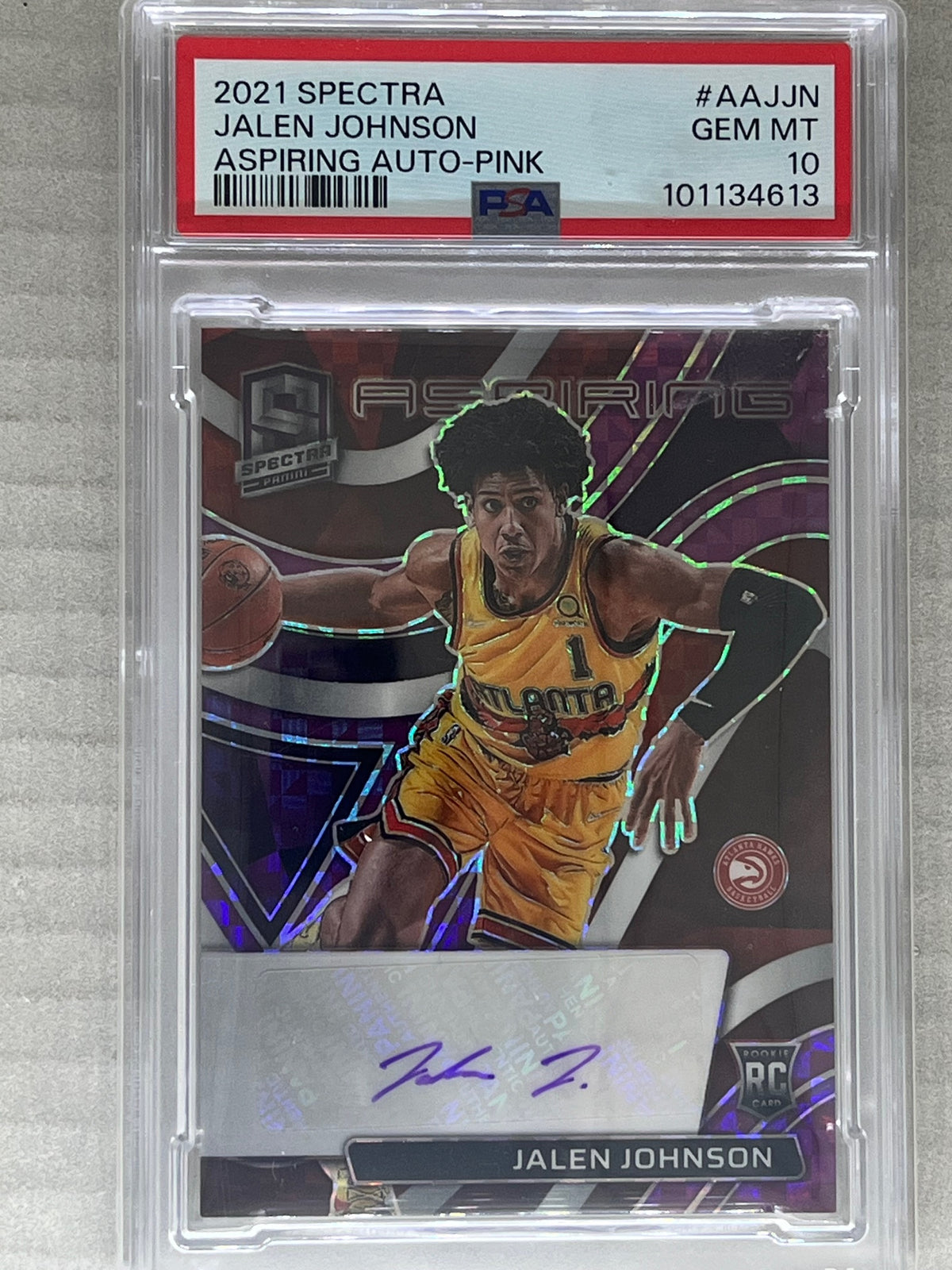 2021-22 Panini Spectra Aspiring Autographs Jalen Johnson Prizm /35 PSA 10