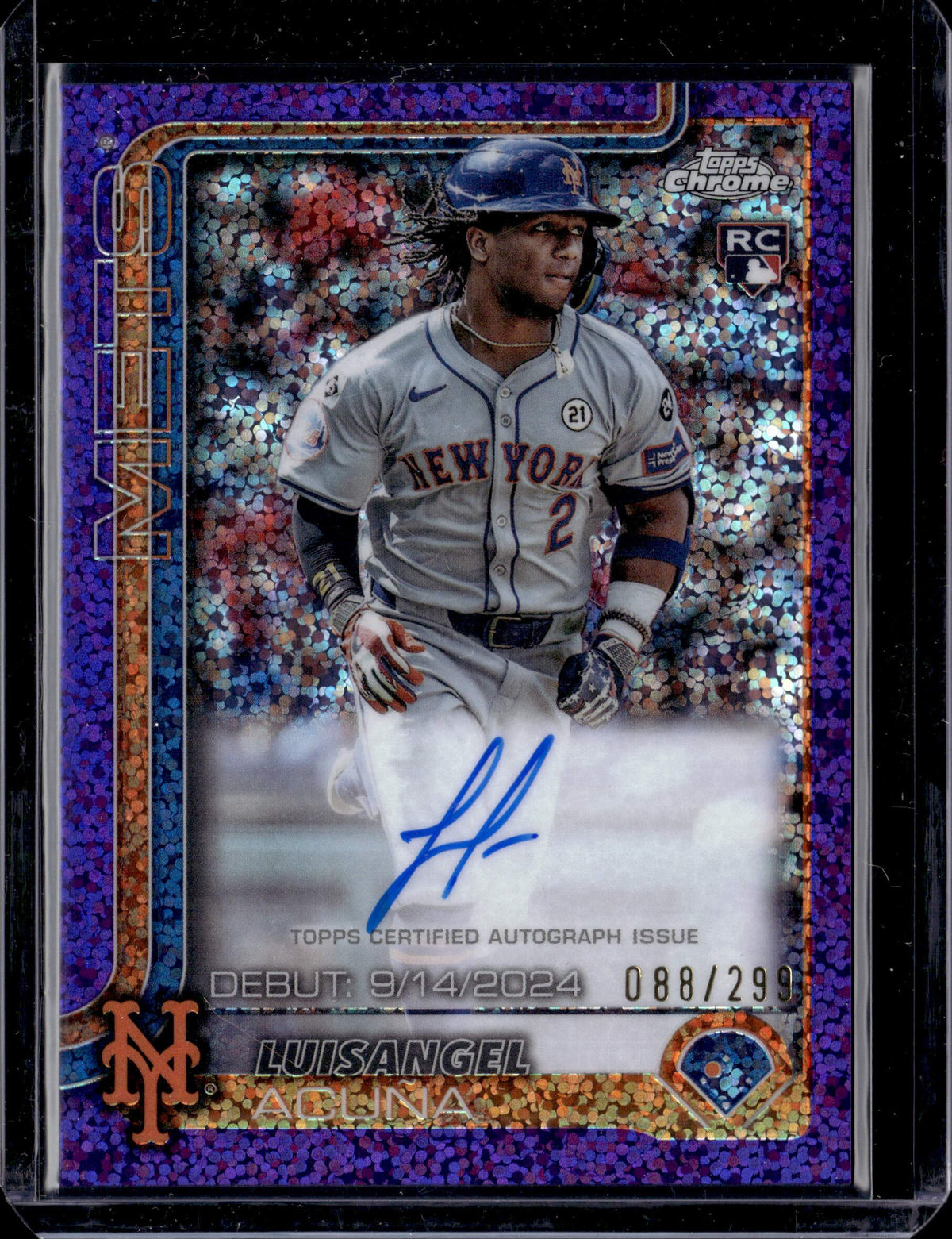 2025 Topps Chrome Debut Purple /299 Rookie Auto Luisangel Acuna