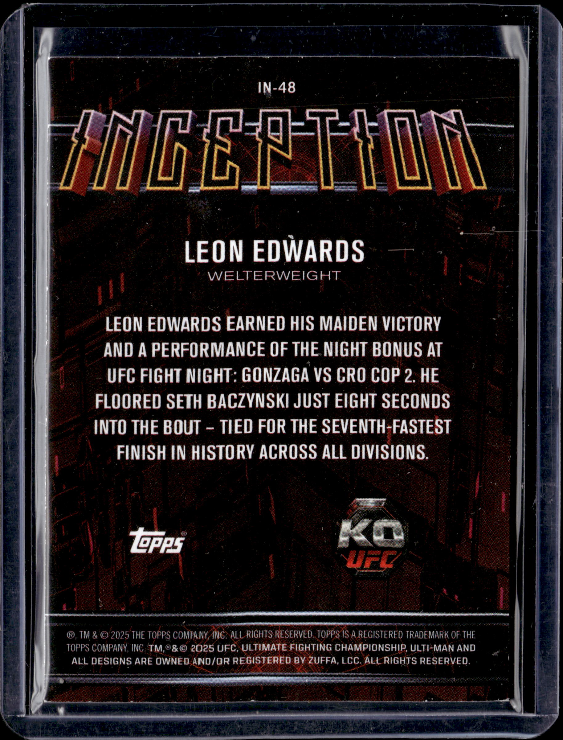 2025 Topps UFC Knockout Inception Leon Edwards Blue Foil 1/1