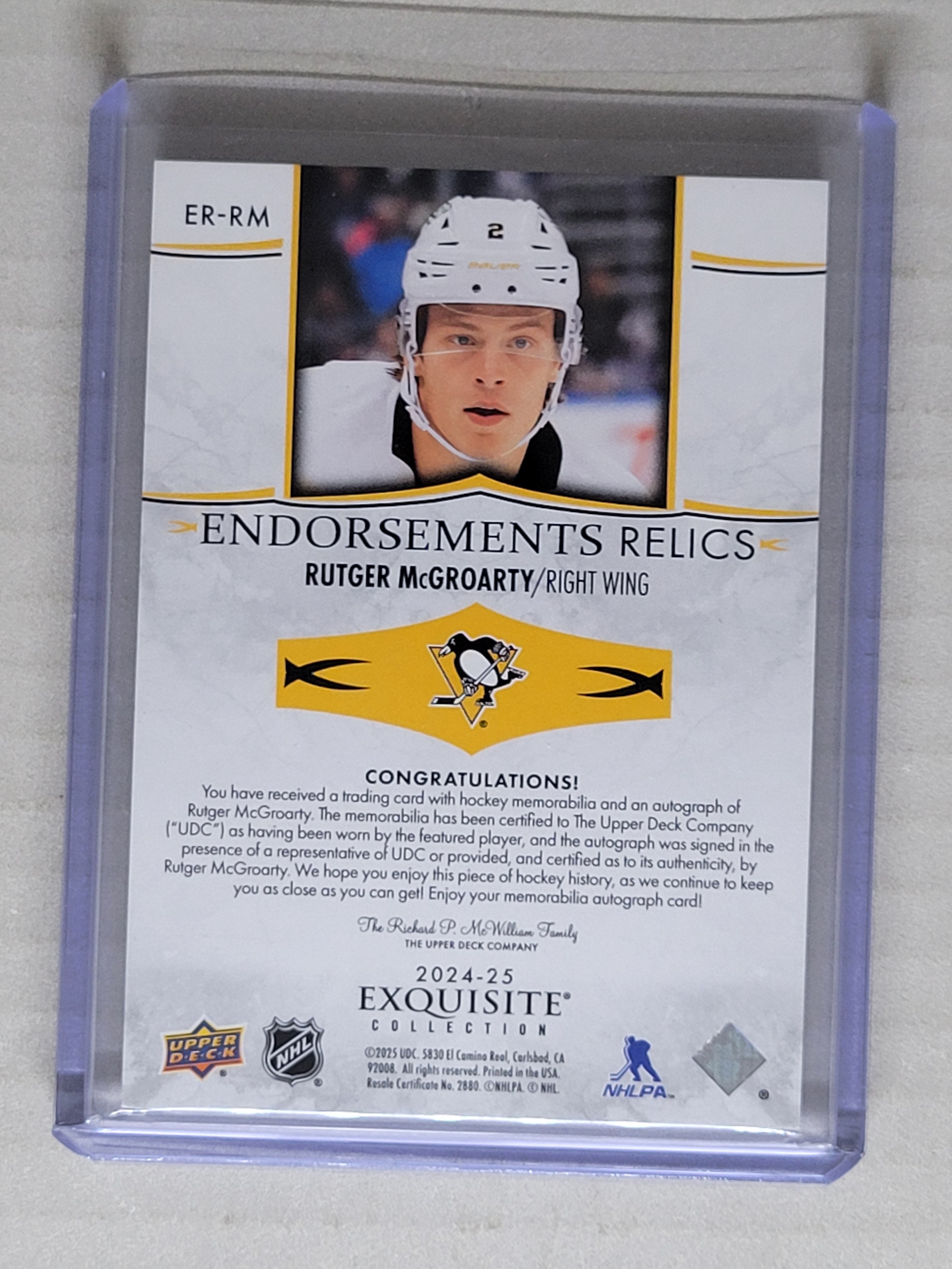 2024-25 The Cup Rutger McGroarty Exquisite Endorsements /50
