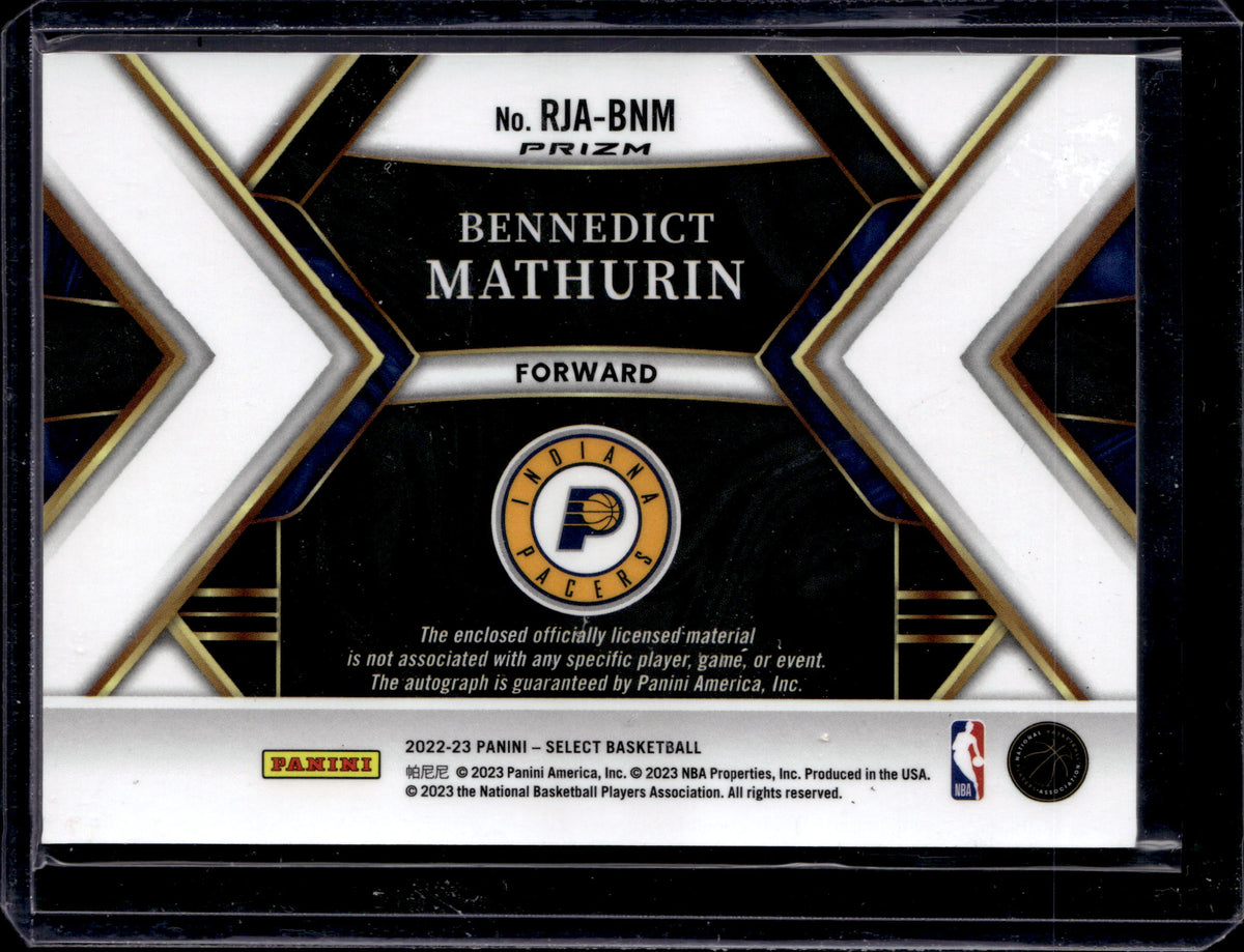 2022-23 Panini Select Prizm Rookie Jersey Auto Bennedict Mathurin