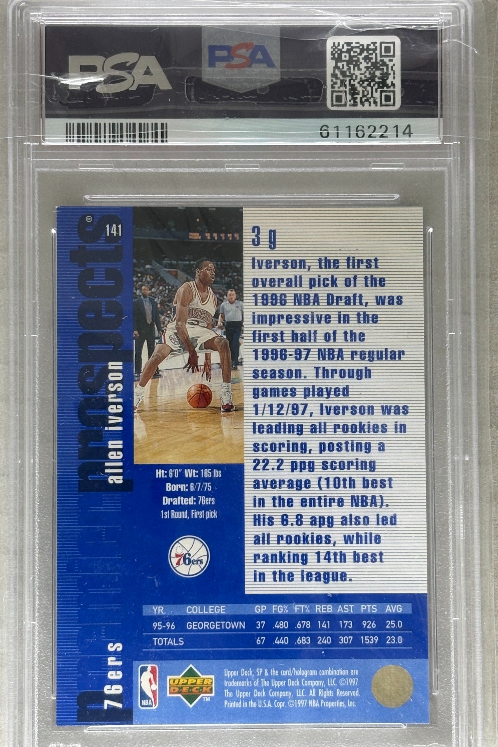 1996 Upper Deck SP Allen Iverson #141 PSA 9