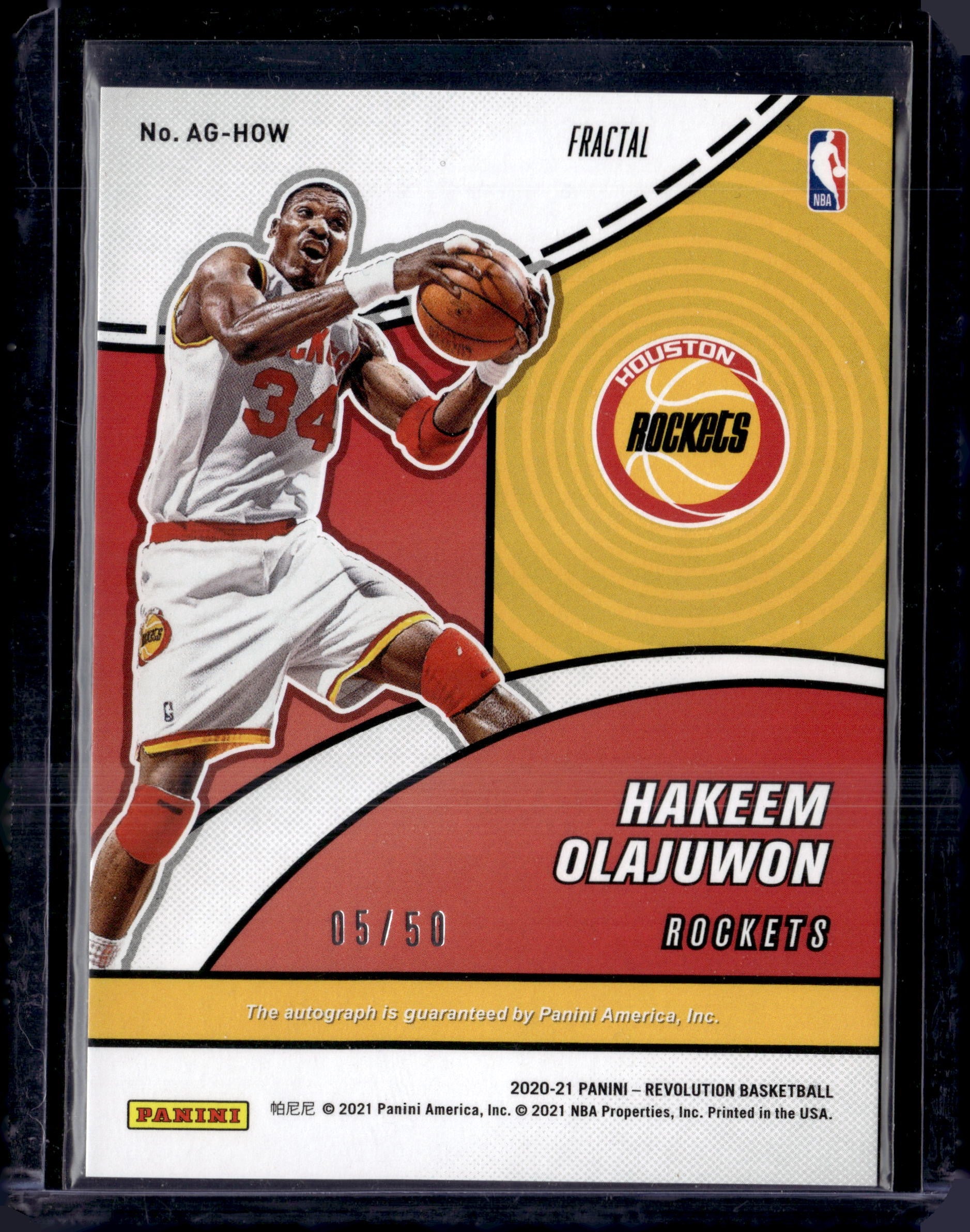 2020-21 Panini Revolution Hakeem Olajuwon Fractal Auto 05/50