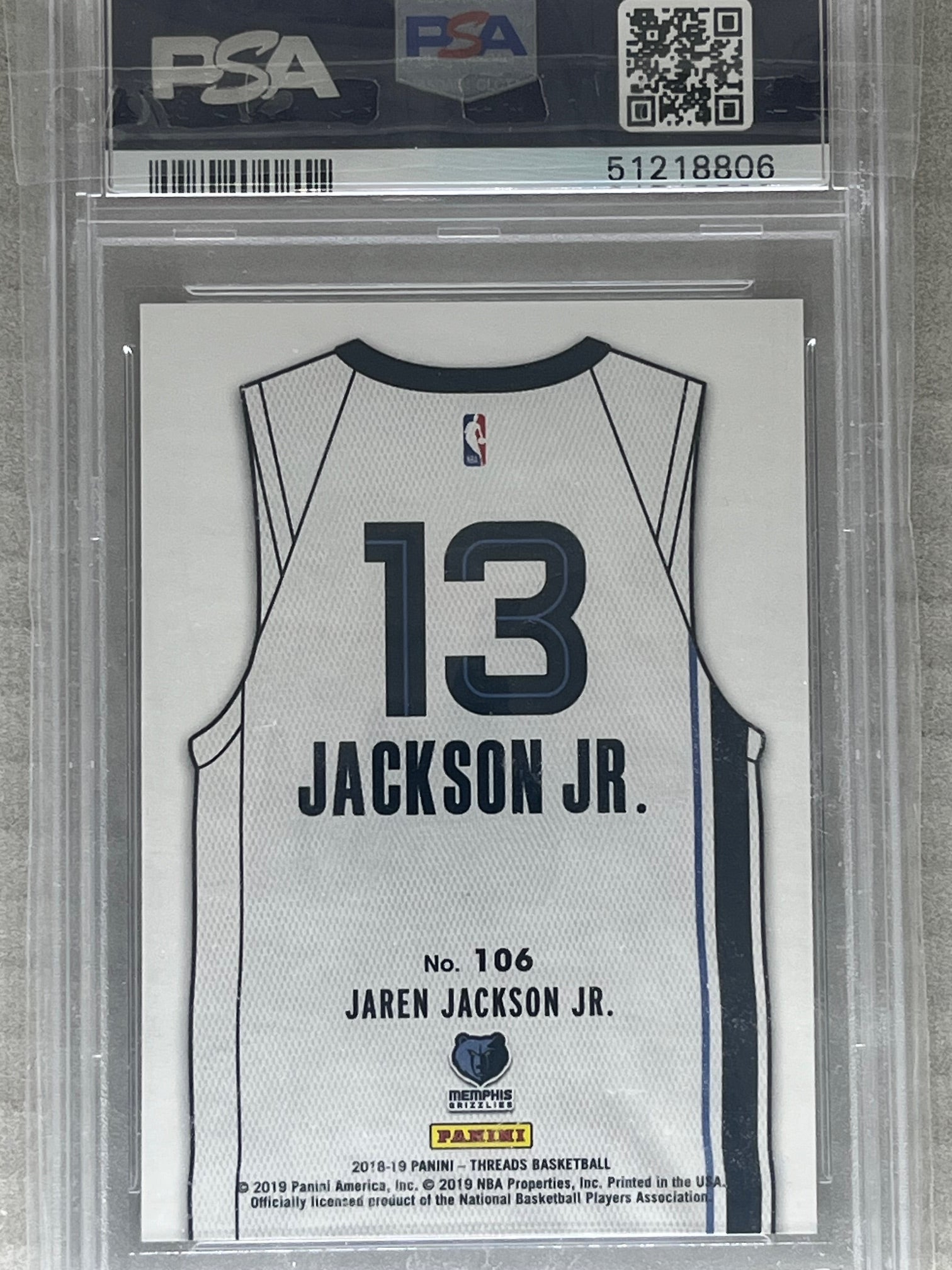 2018 Panini Threads Jaren Jackson Jr. Dazzle #106 PSA 10