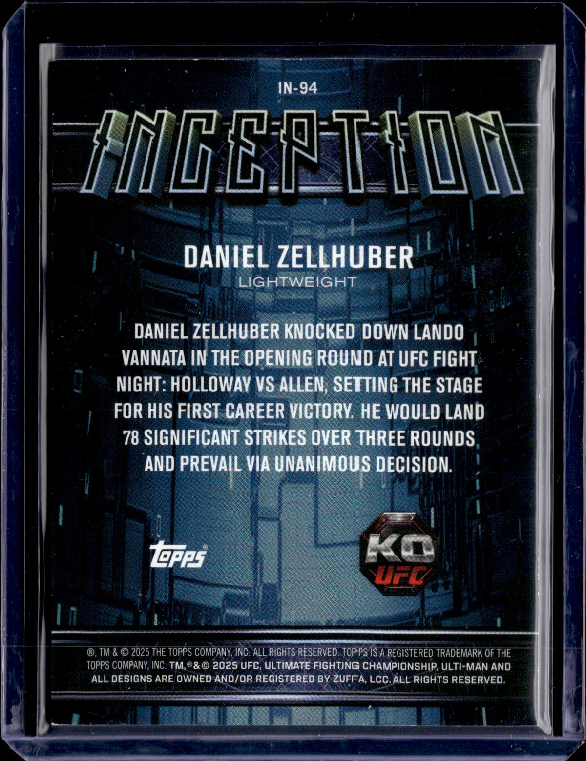 2025 Topps Chrome UFC Inception Gold /8 Daniel Zellhuber