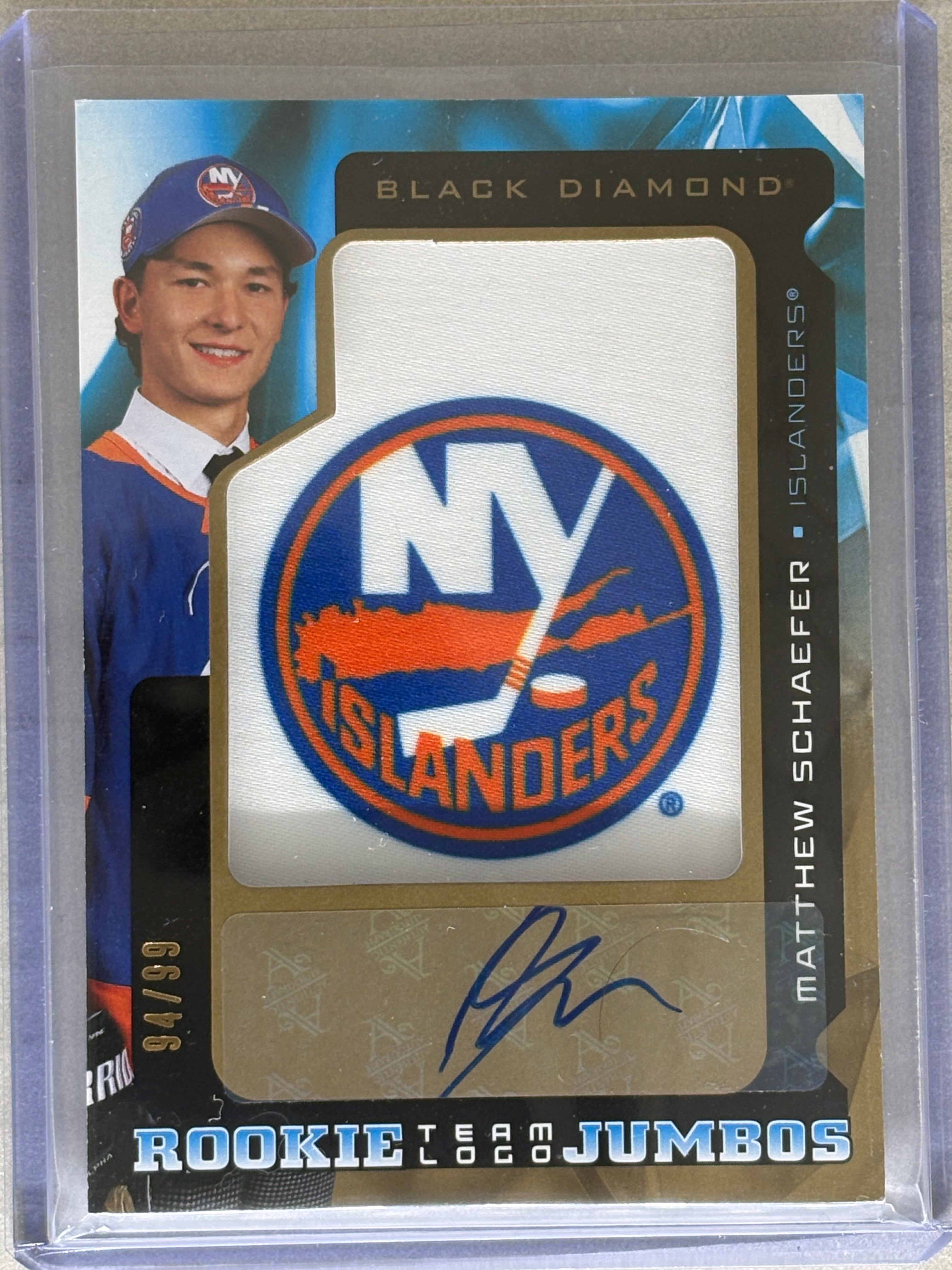 2025-26 Black Diamond Matthew Schaefer Rookie Team Logo Jumbos Atuo