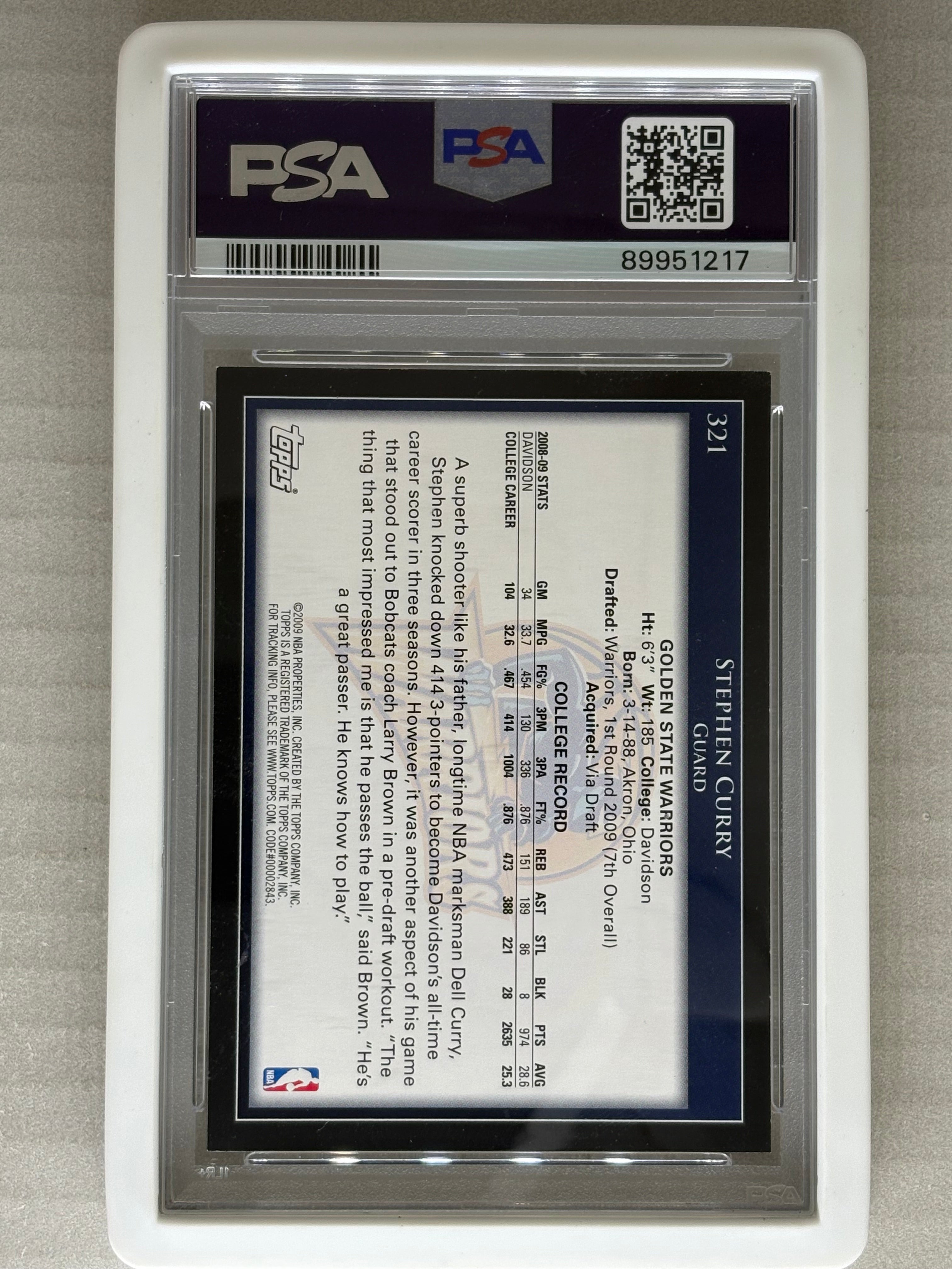 2009 Topps Stephen Curry #321 PSA 8