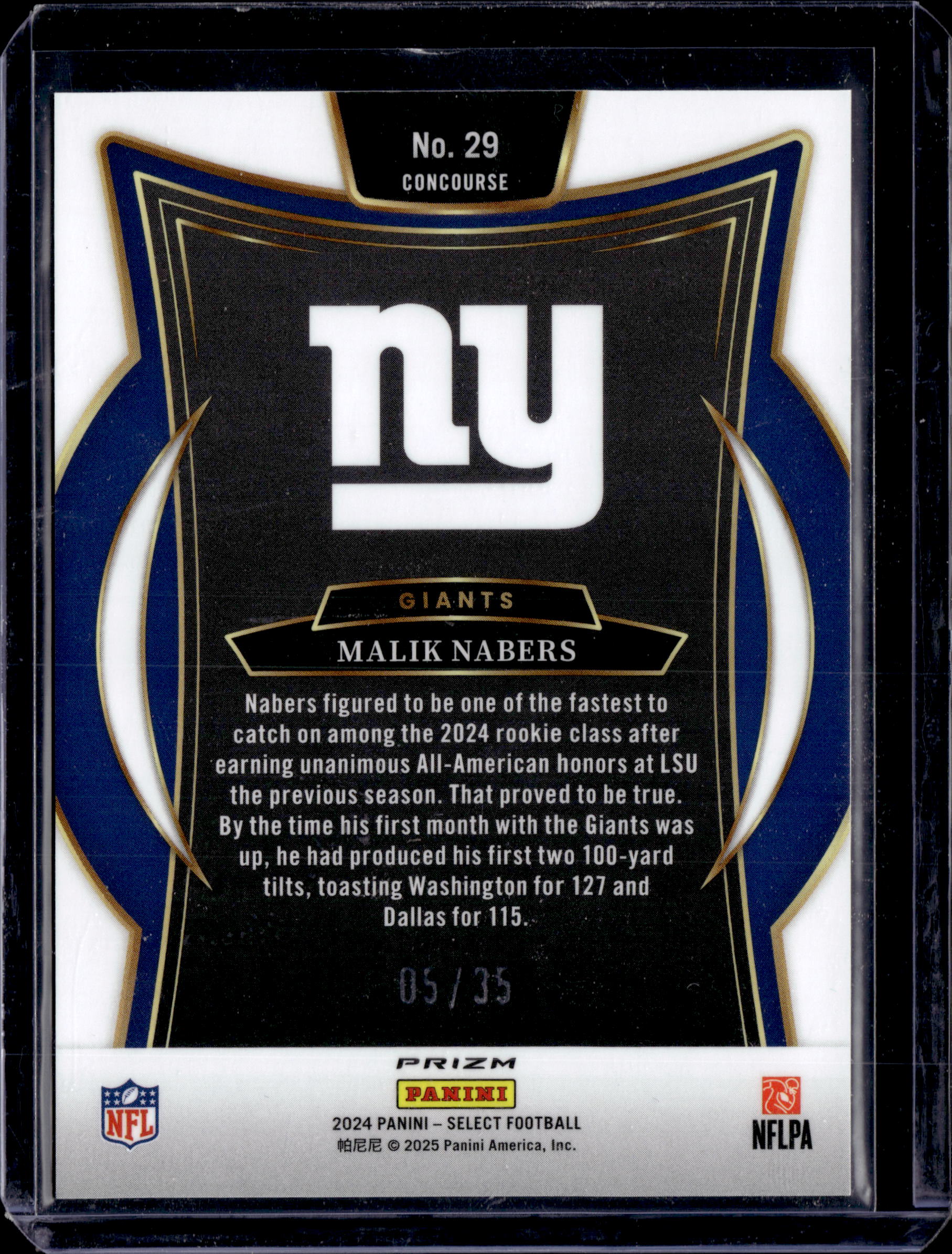 2024 Panini Select Malik Nabers Blue & Orange Shock Prizm 05/35