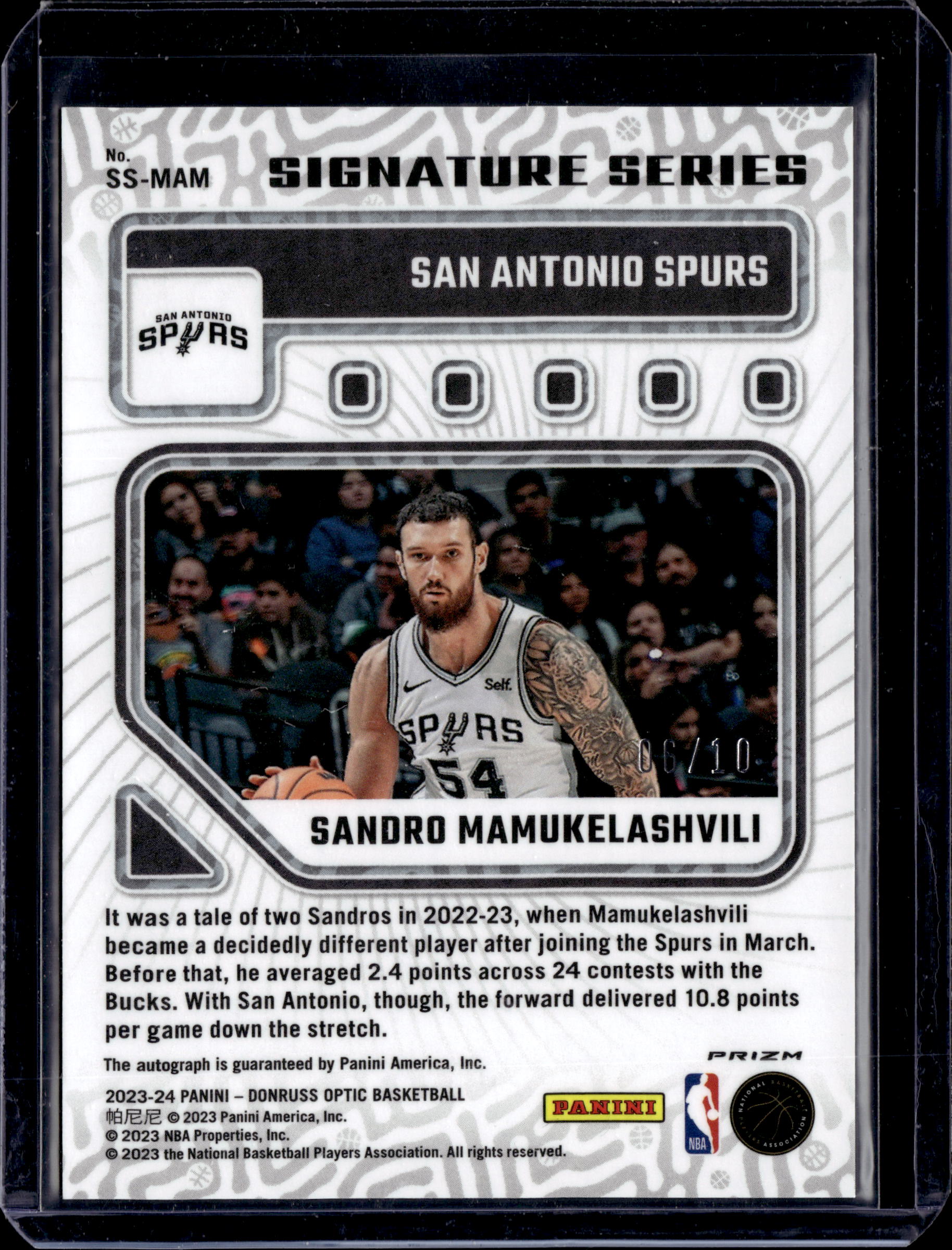 2023-24 Panini Optic Signature Series /10 Sandro Mamukelashvili