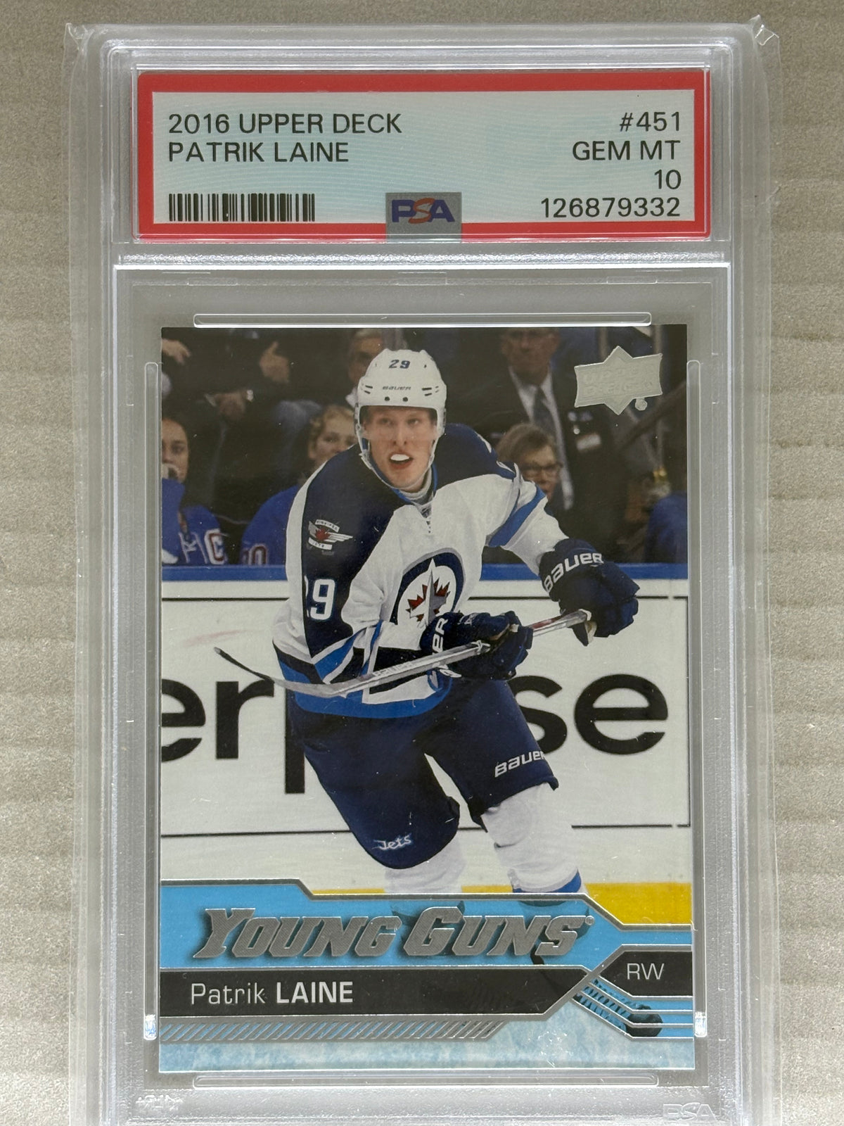 2016-17 Upper Deck Series 2 Young Guns Patrik Laine PSA 10