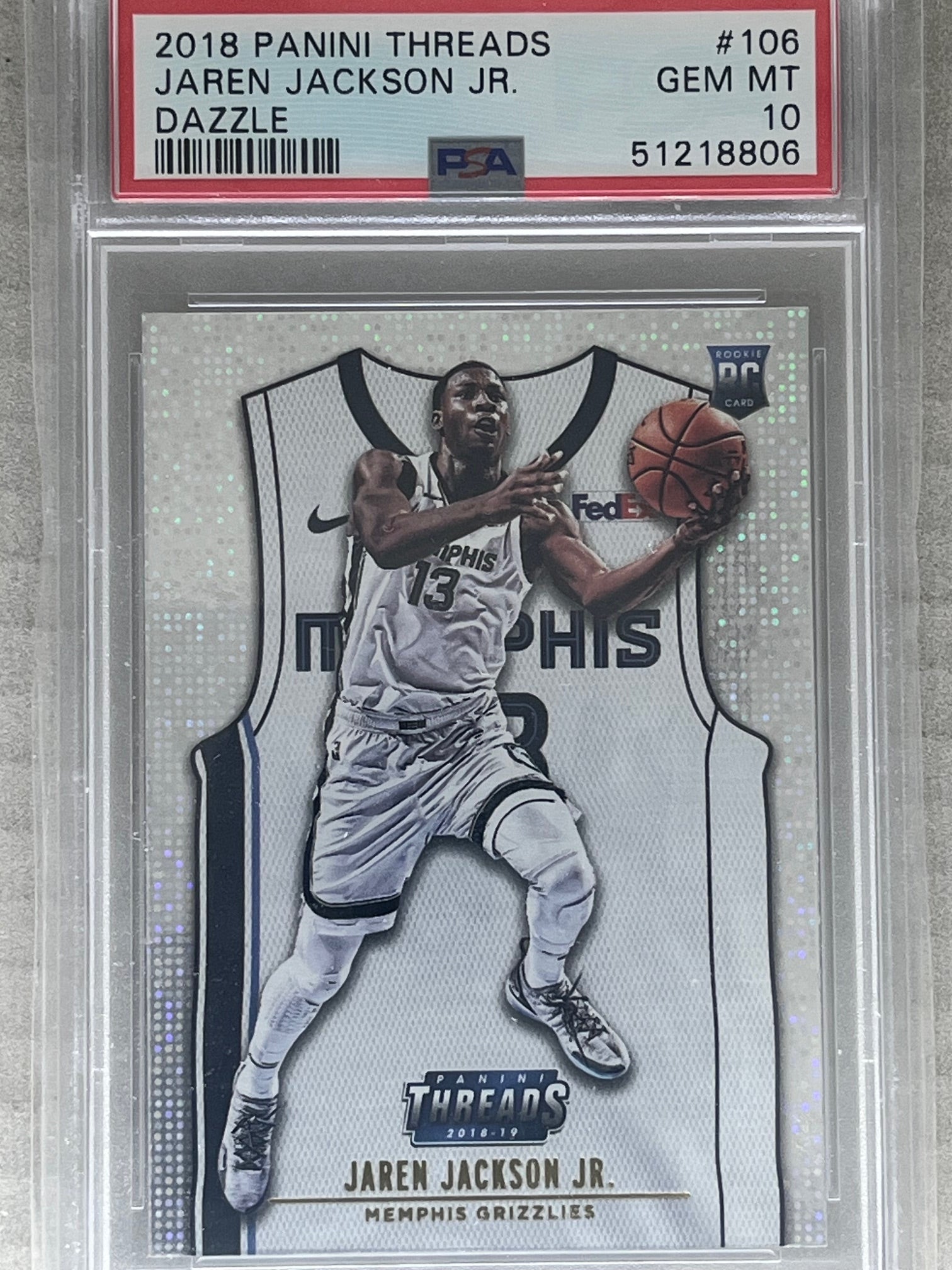 2018 Panini Threads Jaren Jackson Jr. Dazzle #106 PSA 10