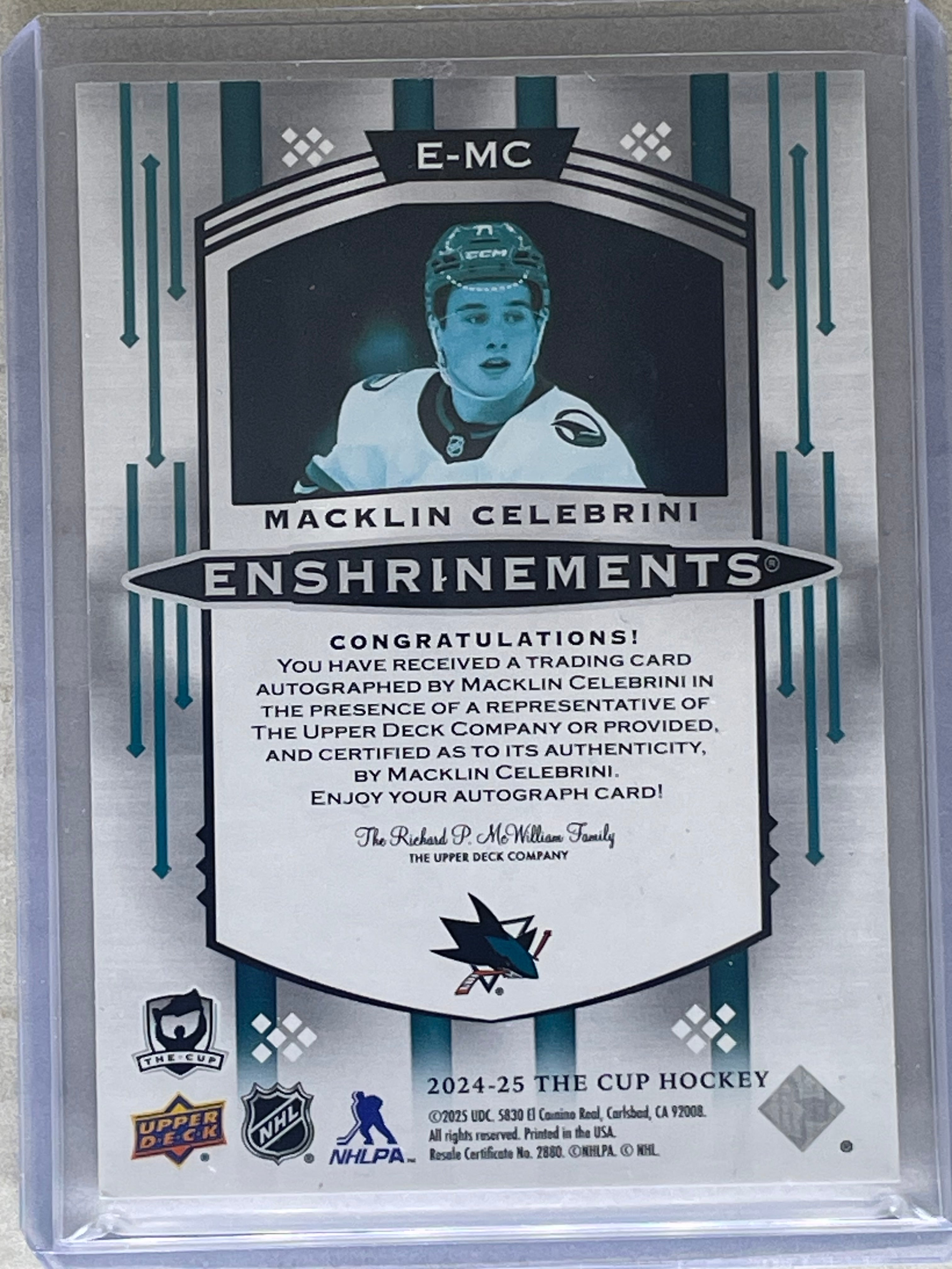 2024-25 The Cup Enshrinements /25 Macklin Celebrini