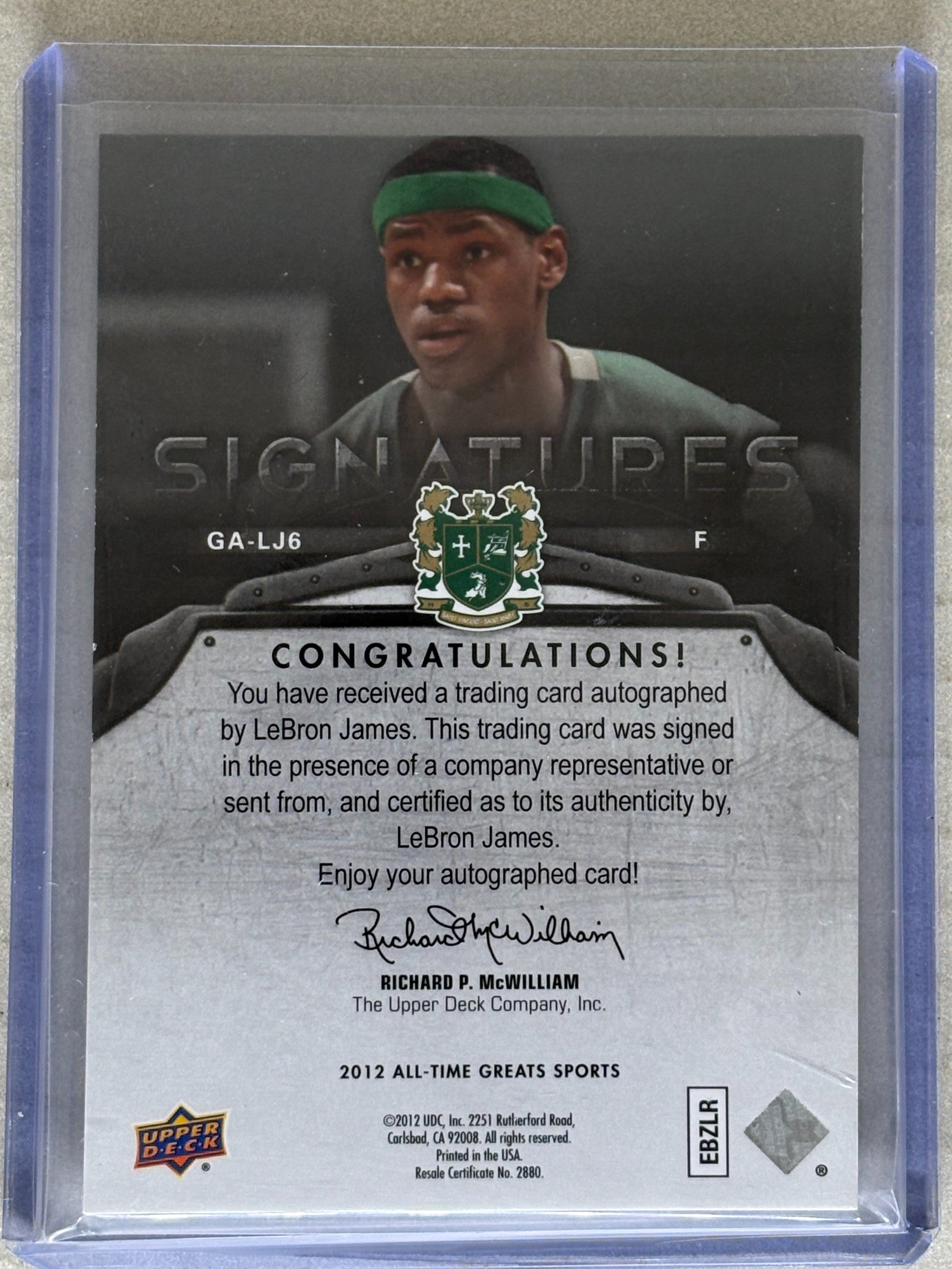 2012 Upper Deck All-Time Greats Lebron James Signatures 3/7
