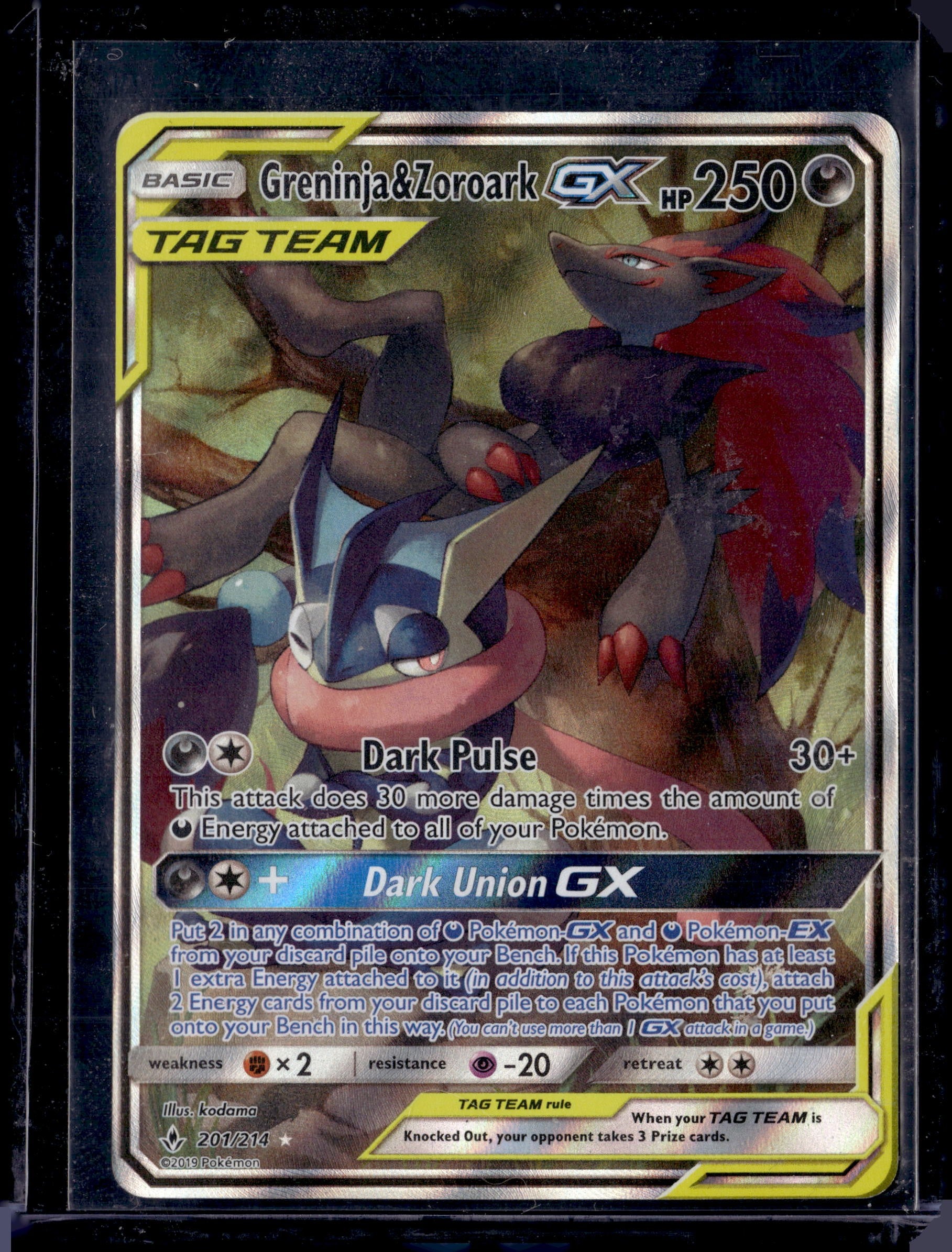 2019 Pokemon Unbroken Bonds Greninja & Zoroark GX 201/214