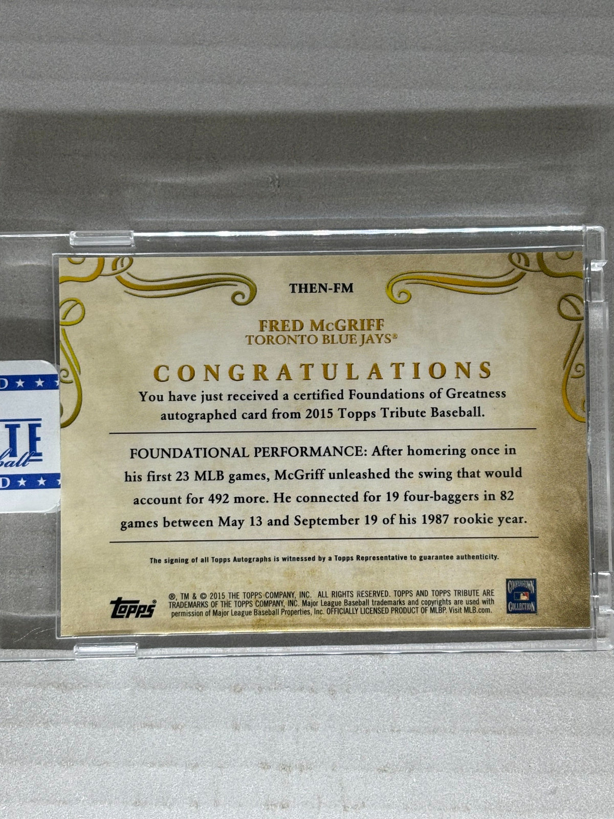 2015 Topps Foundations Of Greatness In The Groove Autograph /50 Fred McGriff