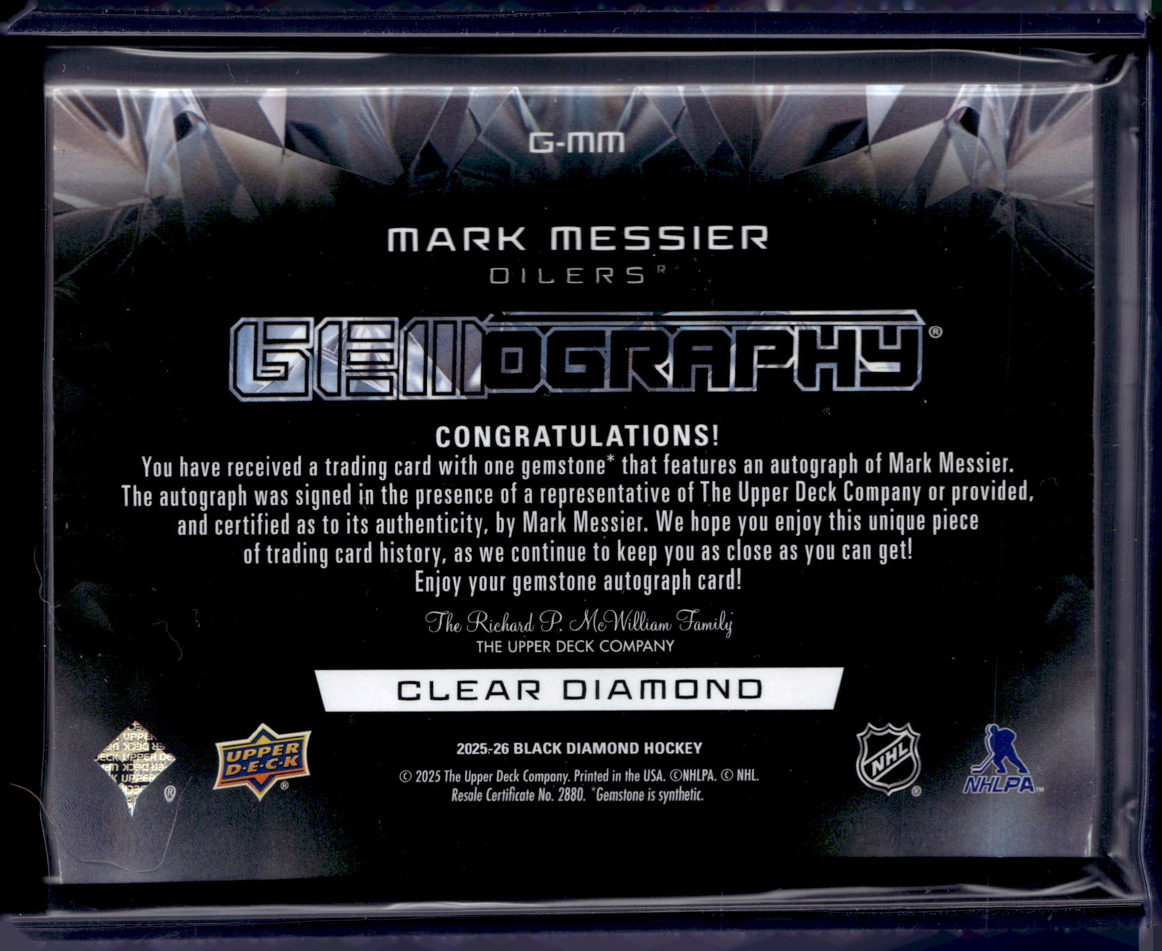 2025-26 Black Diamond Gemography Mark Messier /25