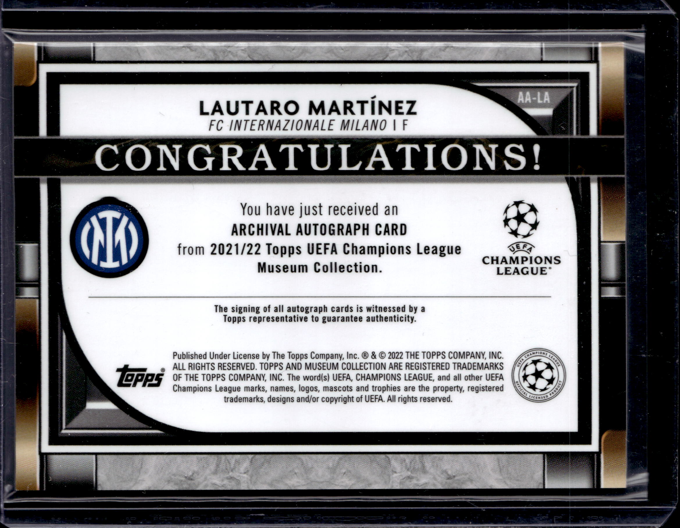 2022 Topps Archival Autographs /299 Lautaro Martinez