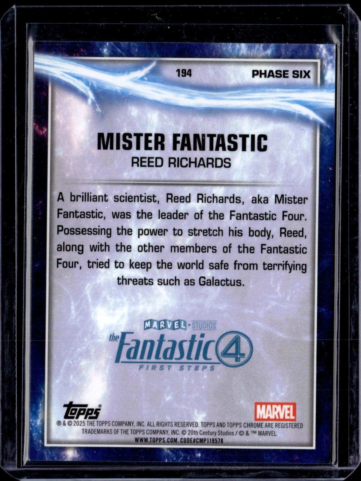 2025 Topps Chrome Marvel Studios Mister Fantastic Reed Richards Debut Orange /25